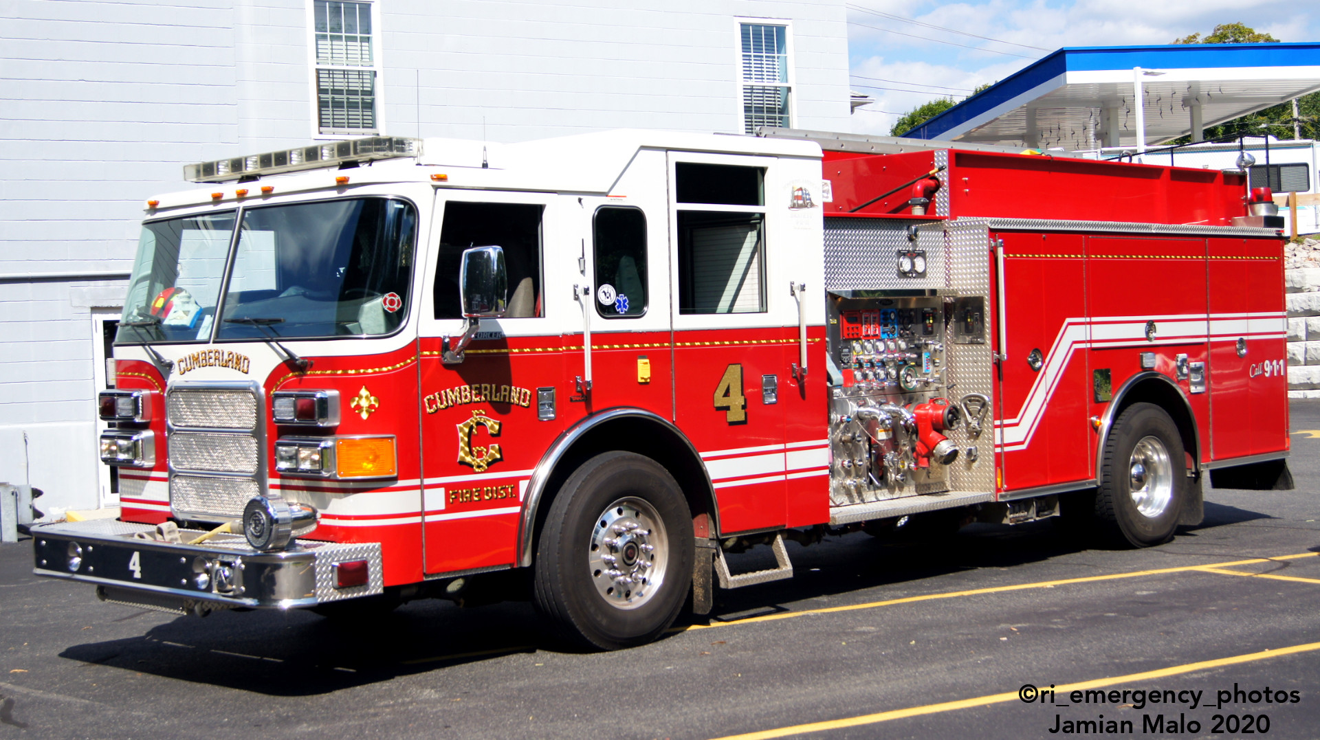 A photo  of Cumberland Fire
            Engine 4, a 2004 Pierce Enforcer             taken by Jamian Malo