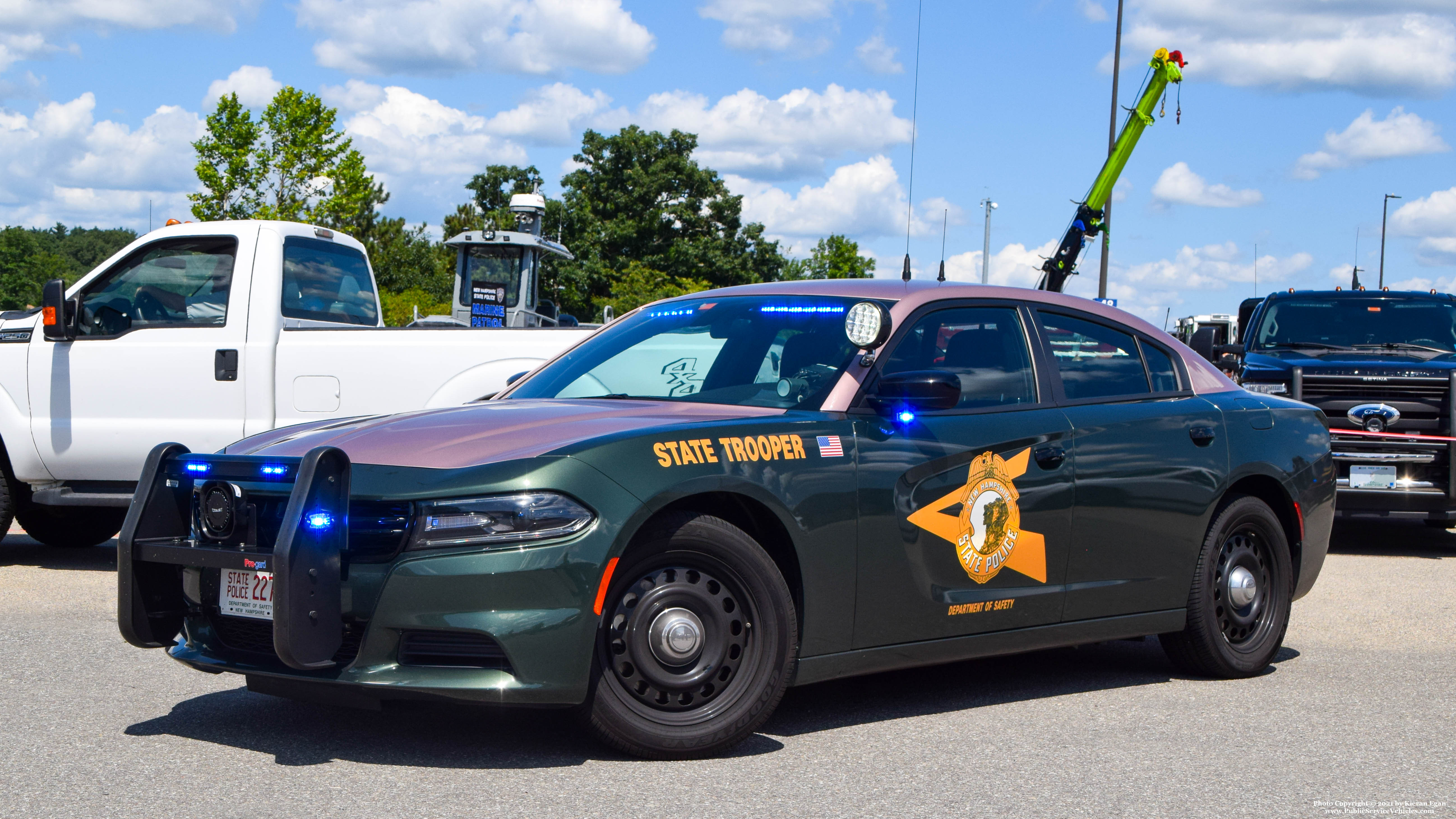 A photo  of New Hampshire State Police
            Cruiser 227, a 2020 Dodge Charger             taken by Kieran Egan