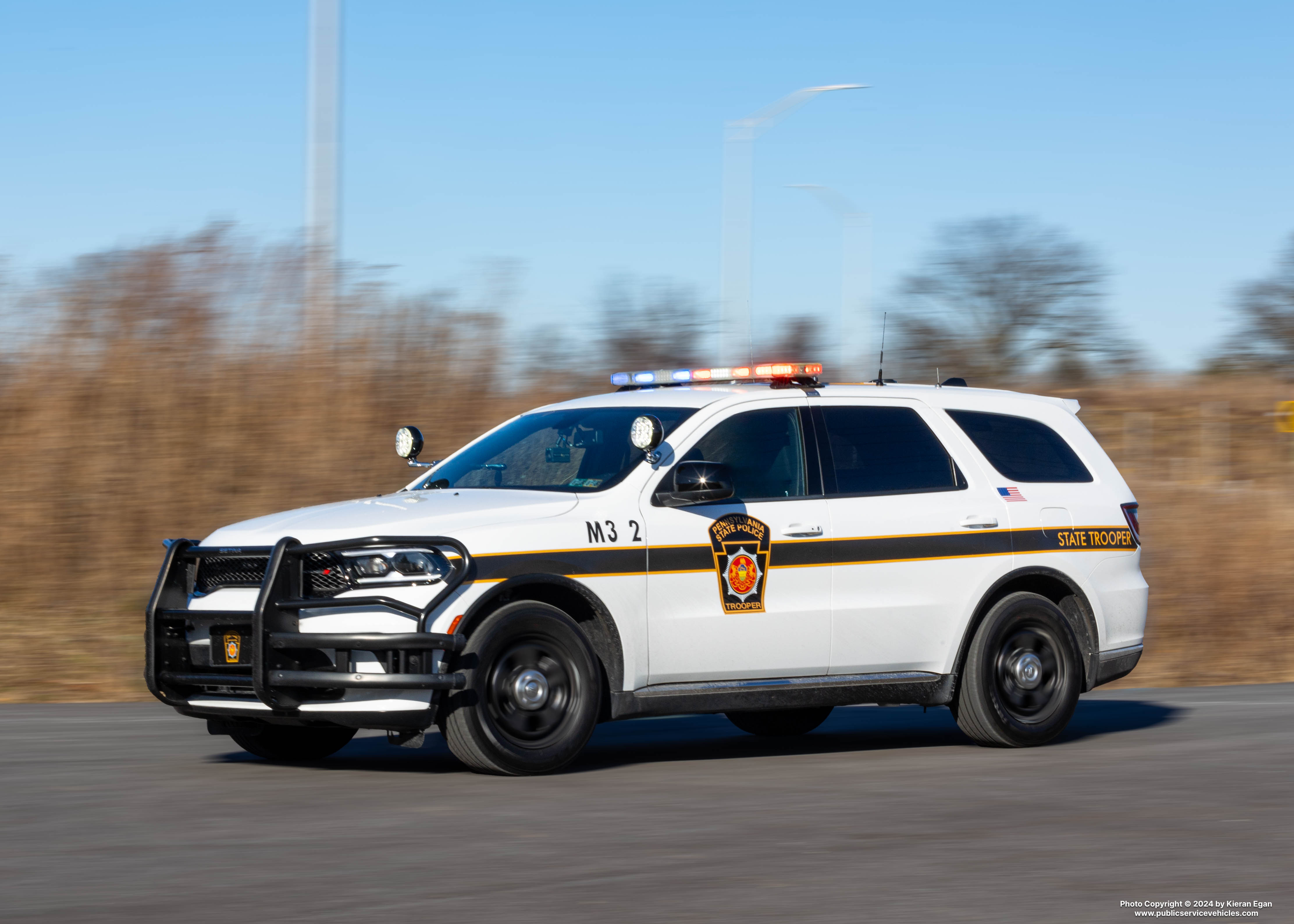 A photo  of Pennsylvania State Police
            Cruiser M3 2, a 2023 Dodge Durango Pursuit             taken by Kieran Egan