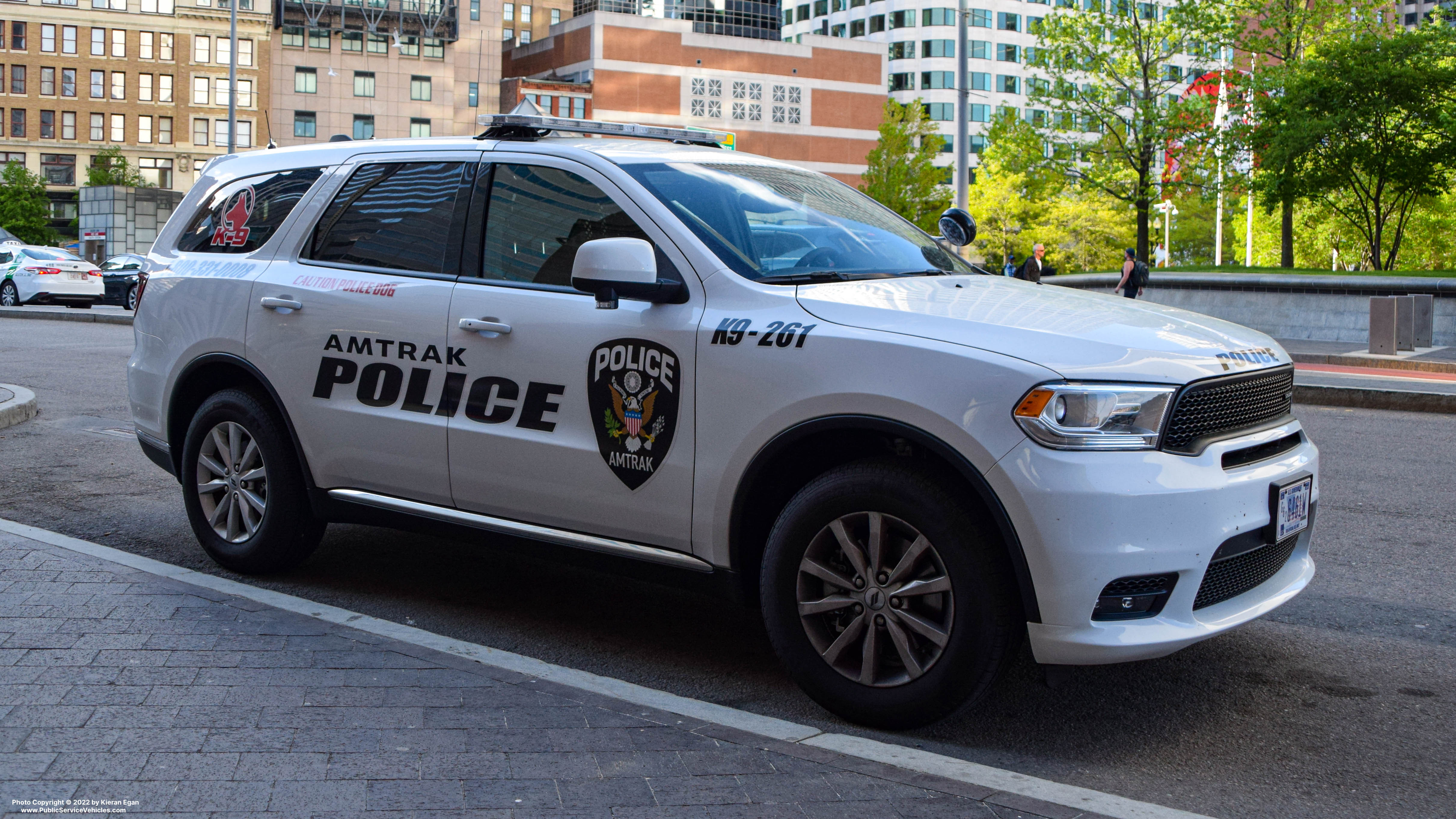 A photo  of Amtrak Police
            Cruiser 261, a 2019-2020 Dodge Durango             taken by Kieran Egan