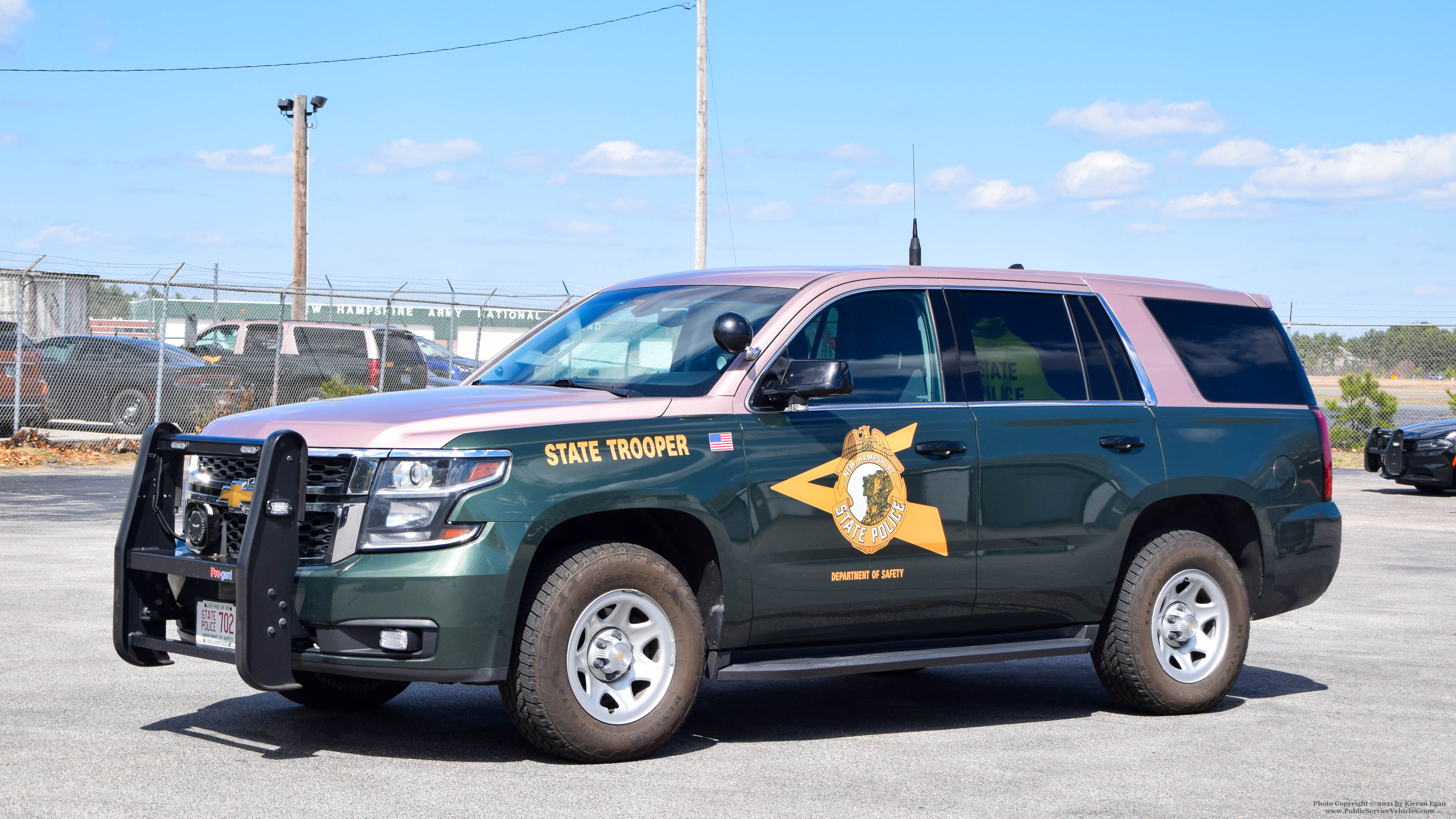 A photo  of New Hampshire State Police
            Cruiser 702, a 2018 Chevrolet Tahoe             taken by Kieran Egan