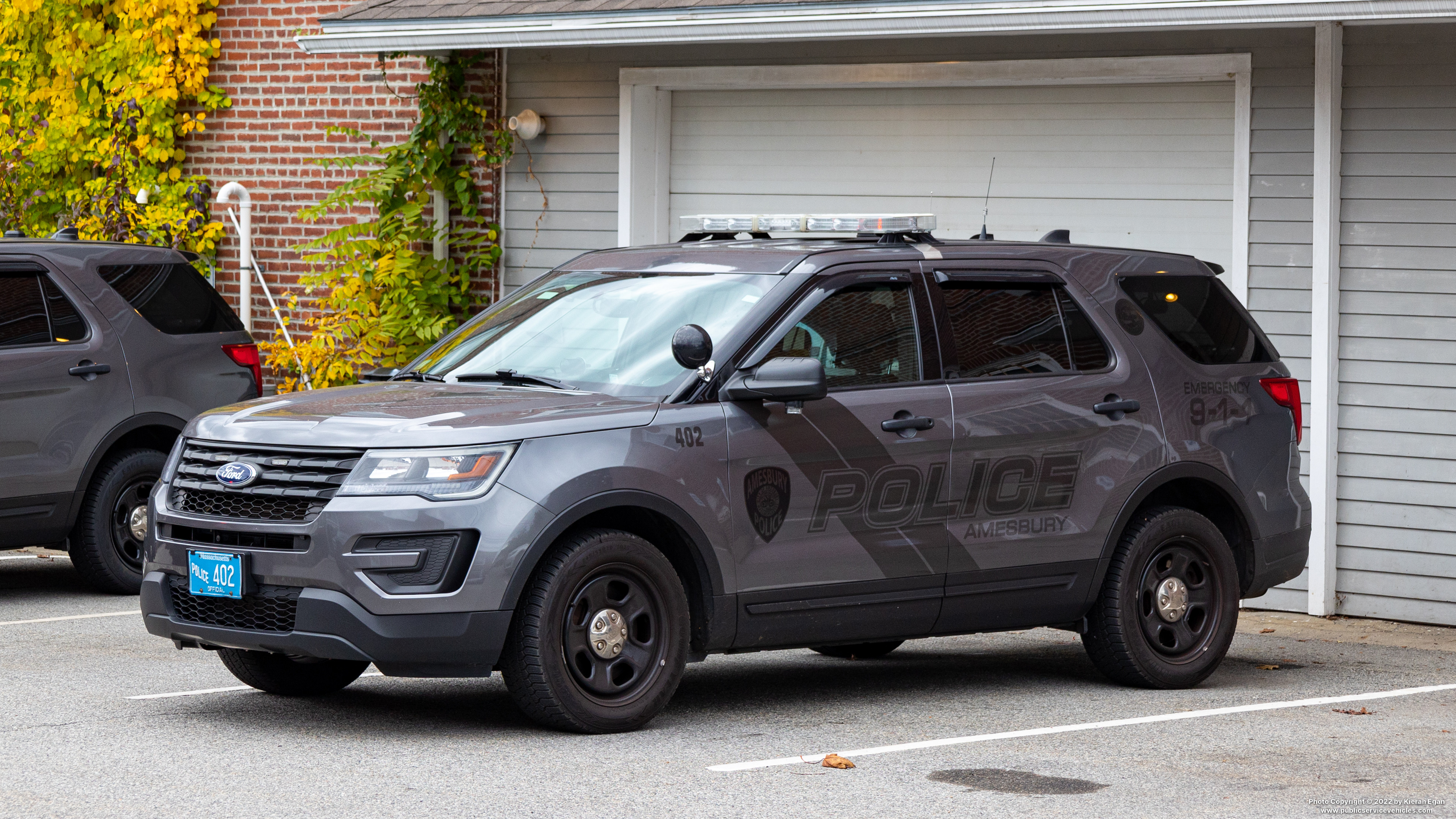 A photo  of Amesbury Police
            Cruiser 402, a 2019 Ford Police Interceptor Utility             taken by Kieran Egan