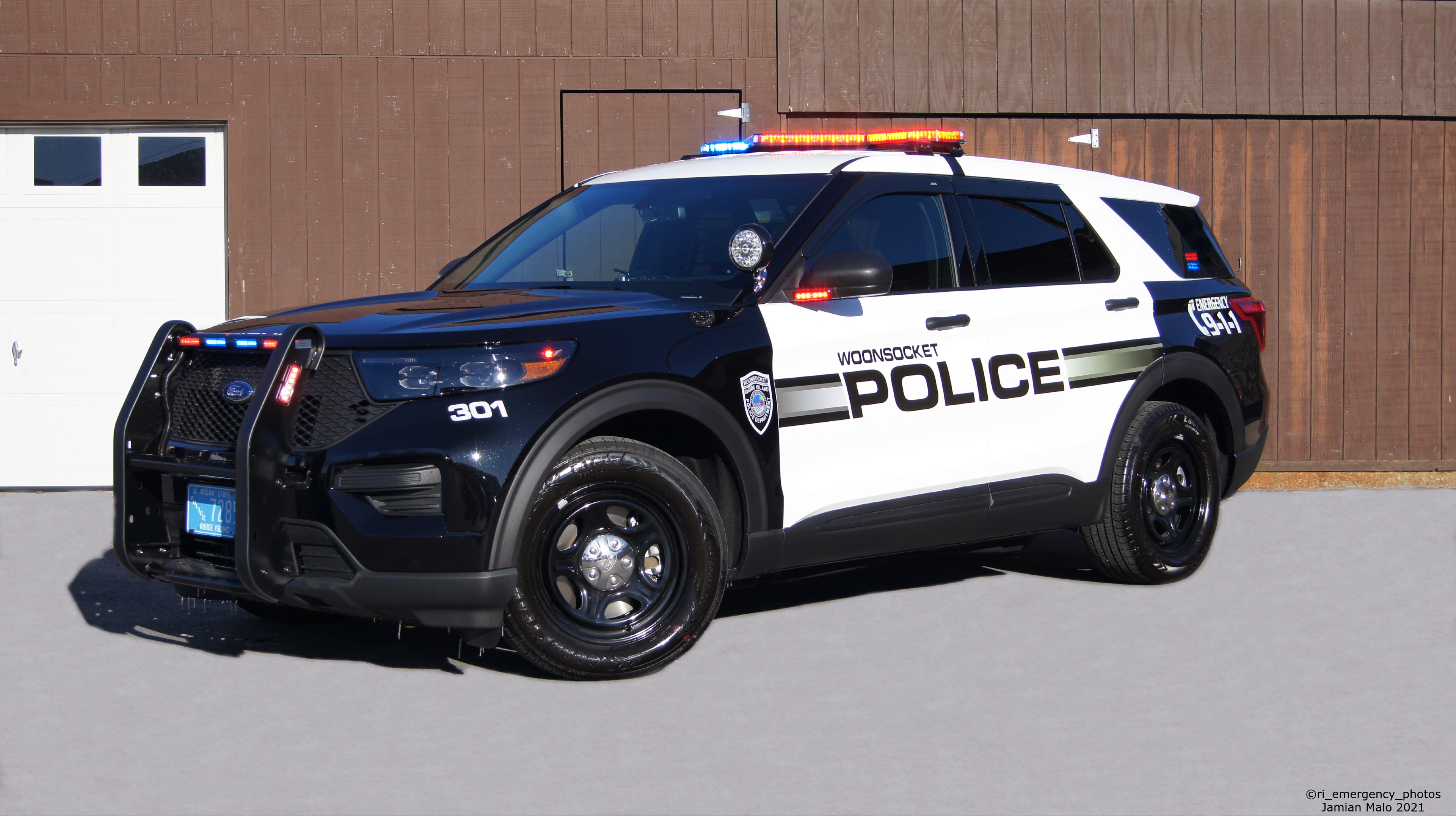 A photo  of Woonsocket Police
            Cruiser 301, a 2021 Ford Police Interceptor Utility             taken by Jamian Malo