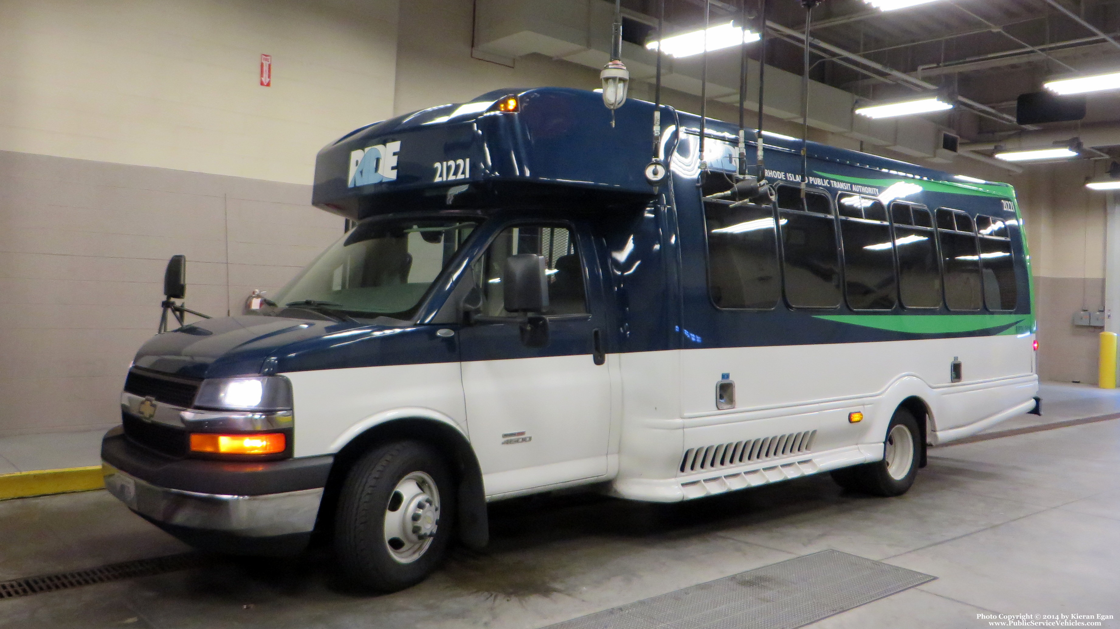 A photo  of Rhode Island Public Transit Authority
            Paratransit Bus 21221, a 2012 Chevrolet 4500 Bus             taken by Kieran Egan