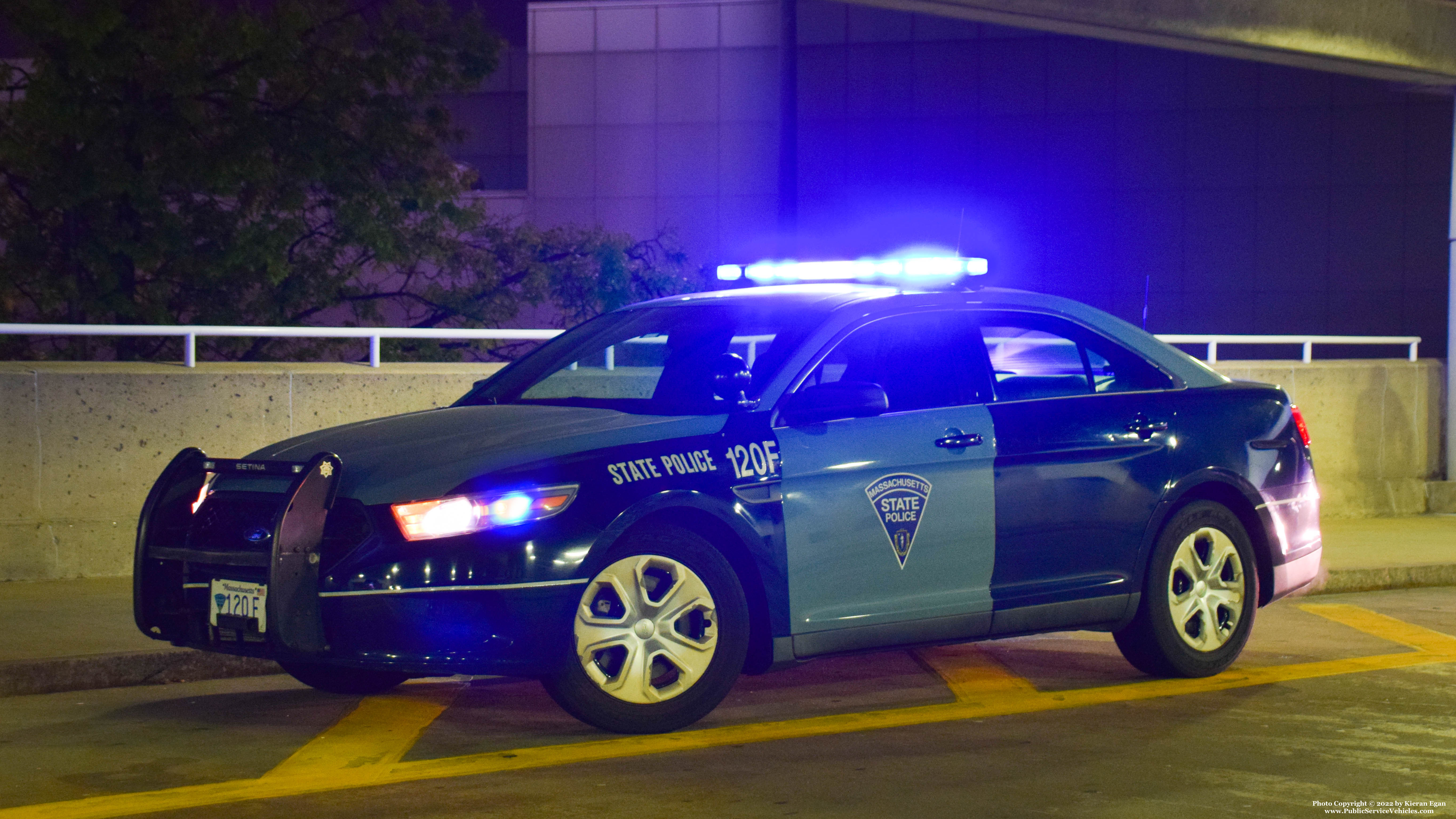 A photo  of Massachusetts State Police
            Cruiser 120F, a 2013 Ford Police Interceptor Sedan             taken by Kieran Egan