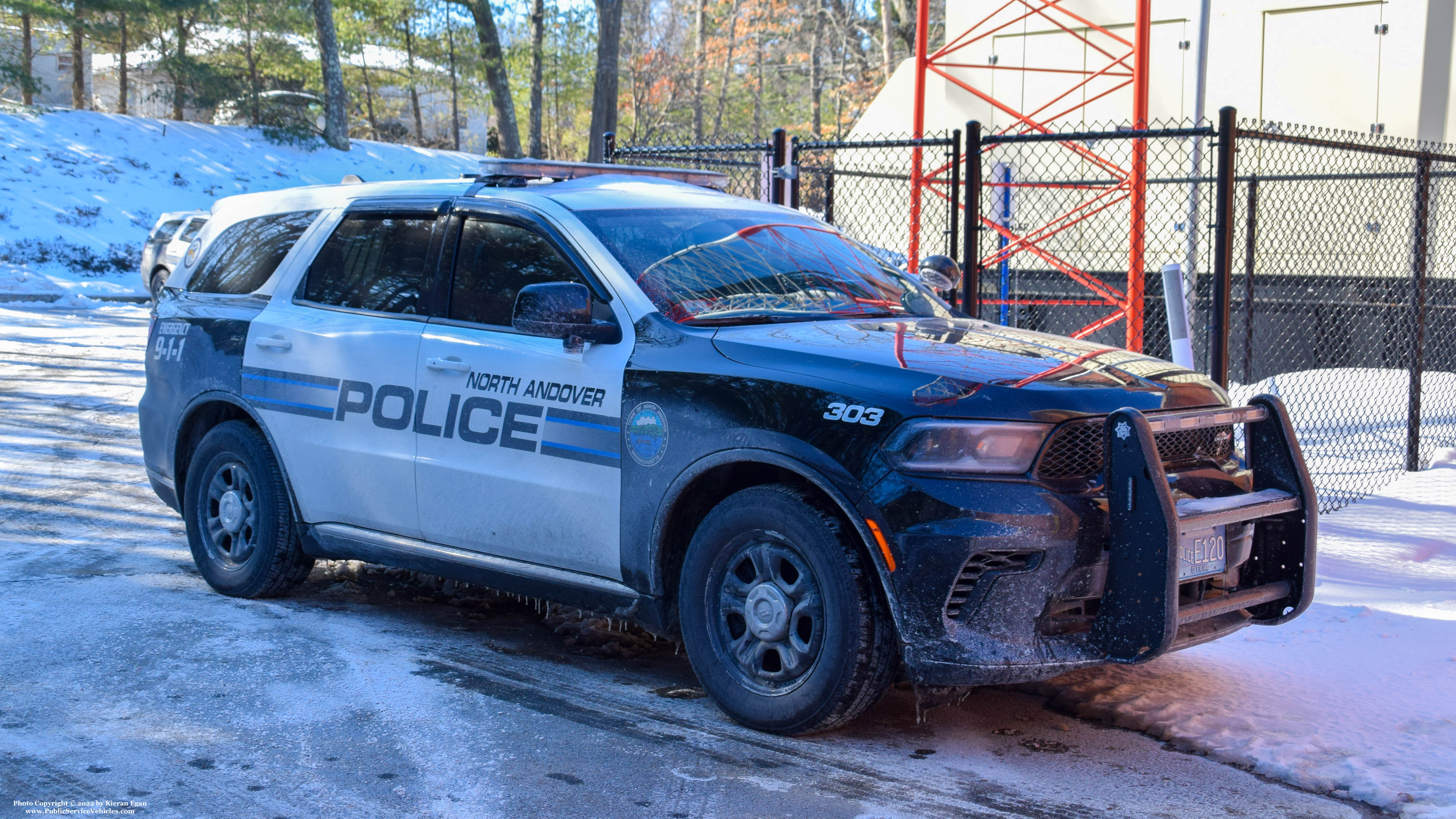 A photo  of North Andover Police
            Cruiser 303, a 2021 Dodge Durango             taken by Kieran Egan