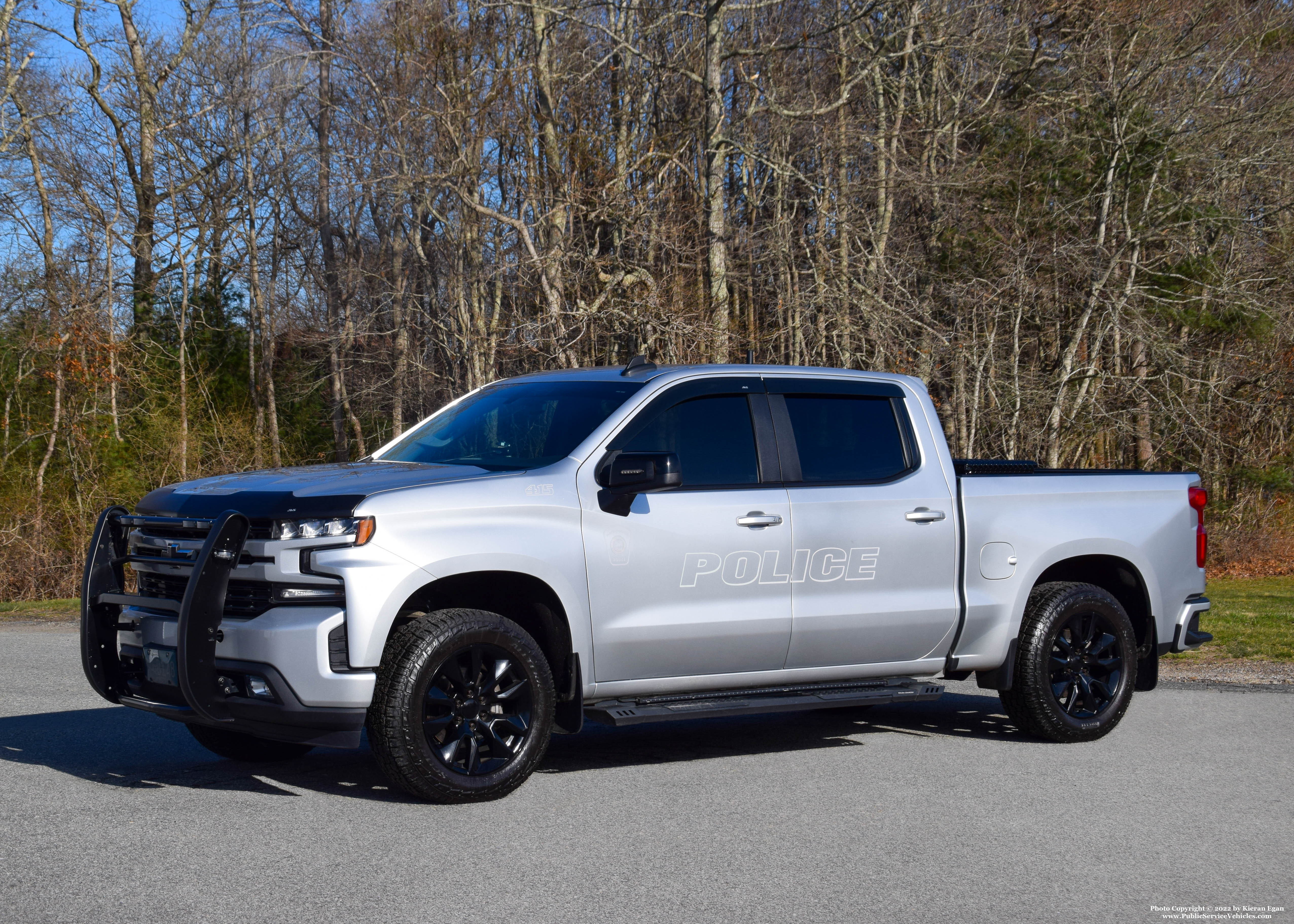 A photo  of Mattapoisett Police
            Cruiser 415, a 2020 Chevrolet Silverado Crew Cab             taken by Kieran Egan