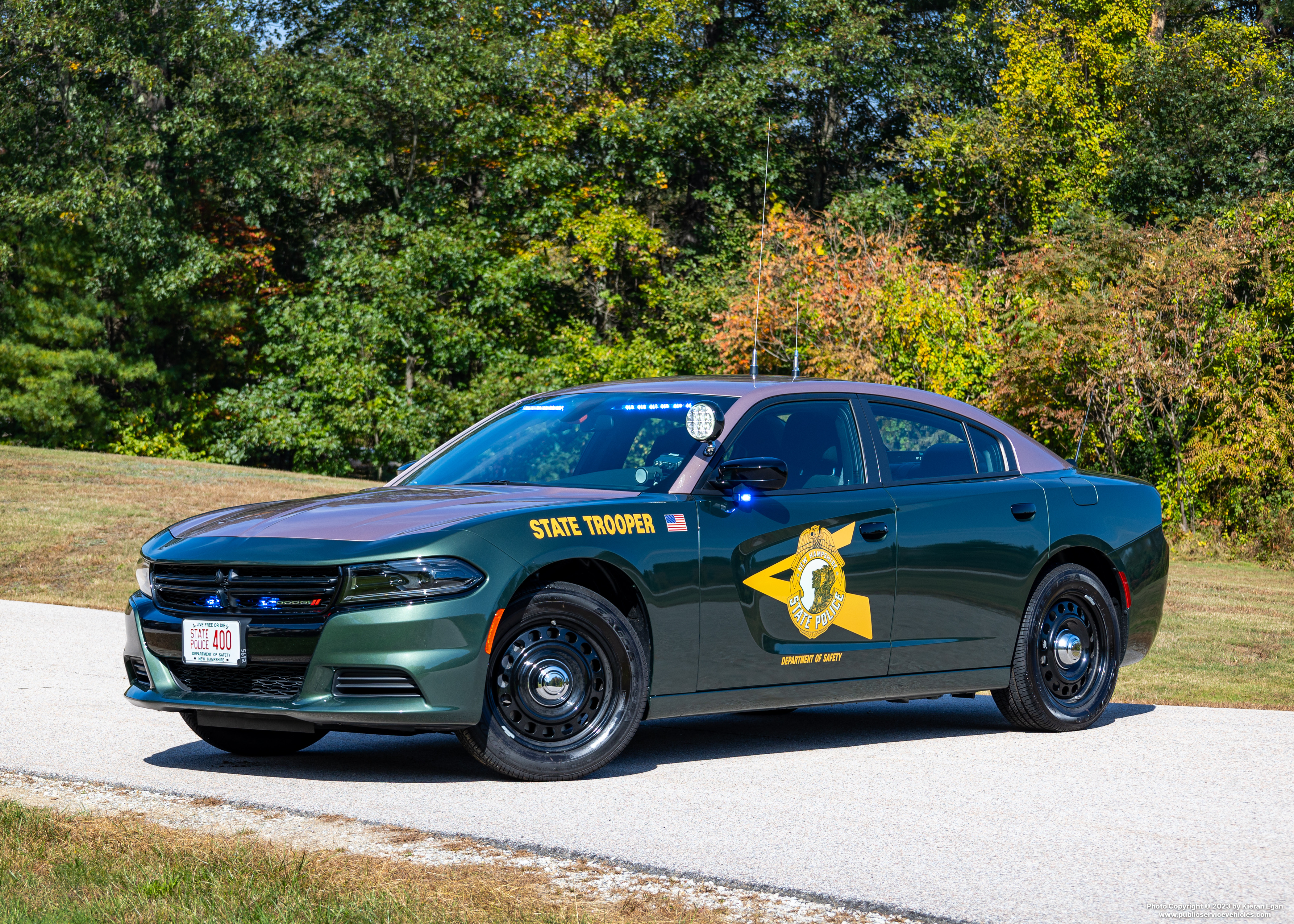 A photo  of New Hampshire State Police
            Cruiser 400, a 2022 Dodge Charger             taken by Kieran Egan