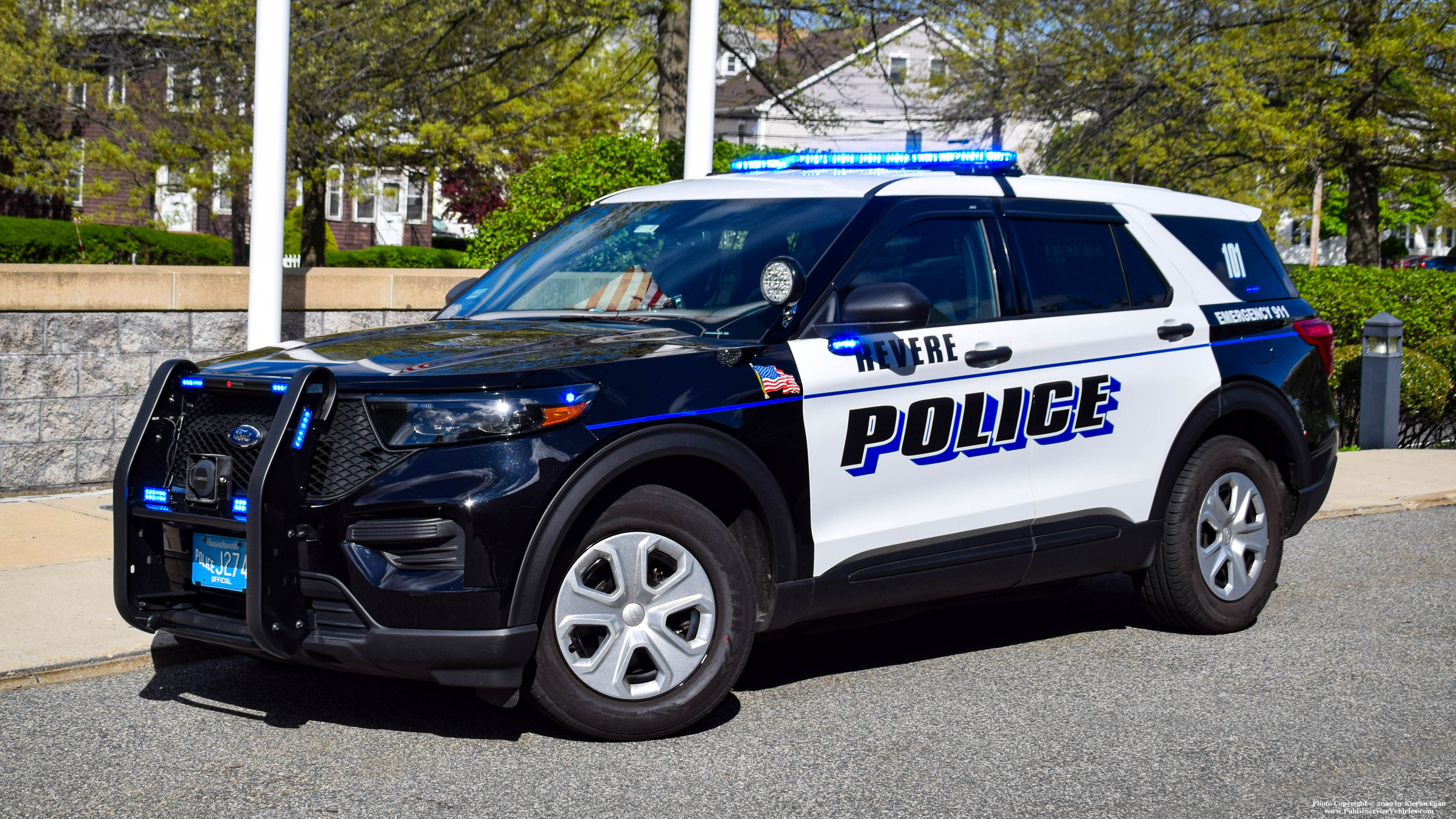 A photo  of Revere Police
            Cruiser 101, a 2021 Ford Police Interceptor Utility             taken by Kieran Egan