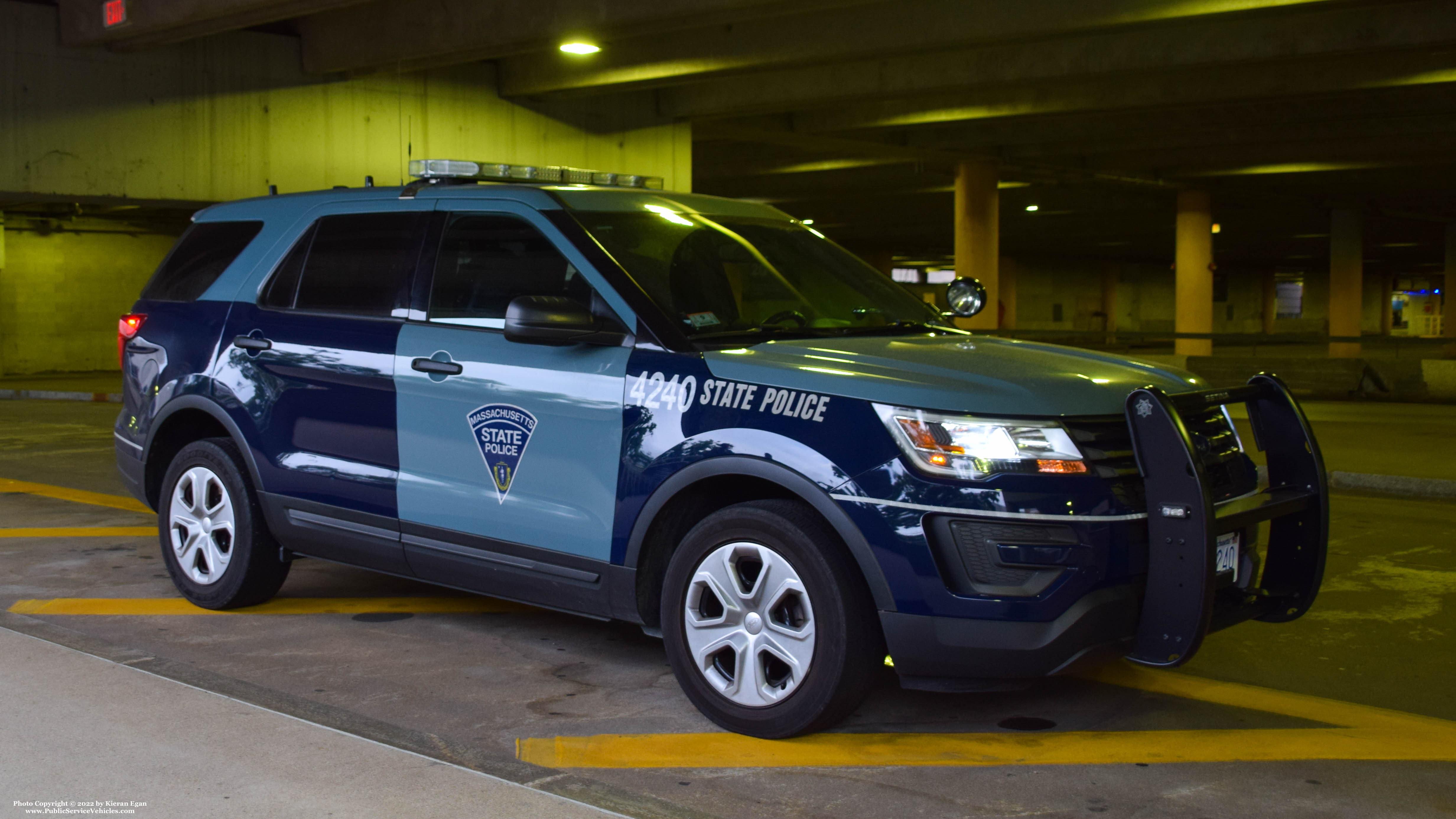 A photo  of Massachusetts State Police
            Cruiser 154F, a 2019 Ford Police Interceptor Utility             taken by Kieran Egan