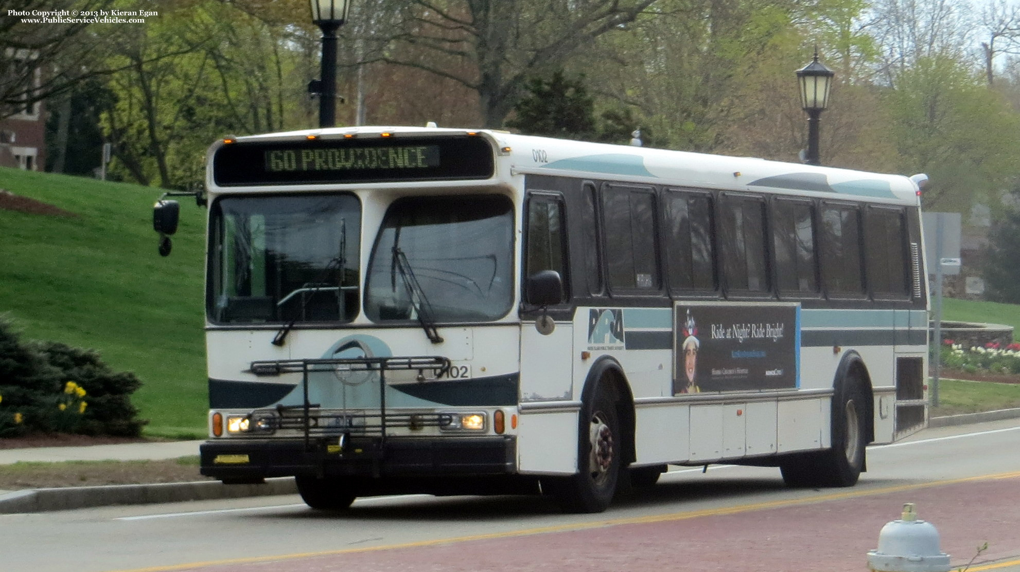 A photo  of Rhode Island Public Transit Authority
            Bus 0102, a 2001 Orion V 05.501             taken by Kieran Egan