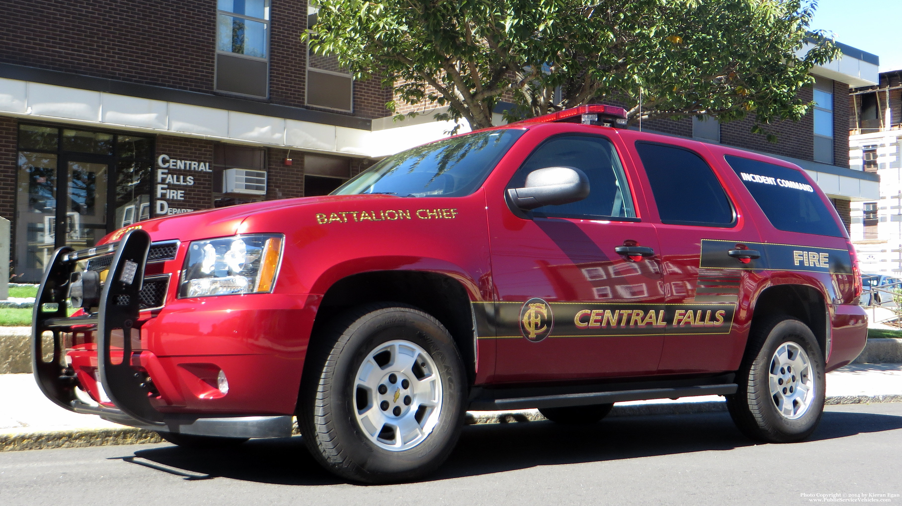 A photo  of Central Falls Fire
            Battalion Chief, a 2014 Chevrolet Tahoe             taken by Kieran Egan