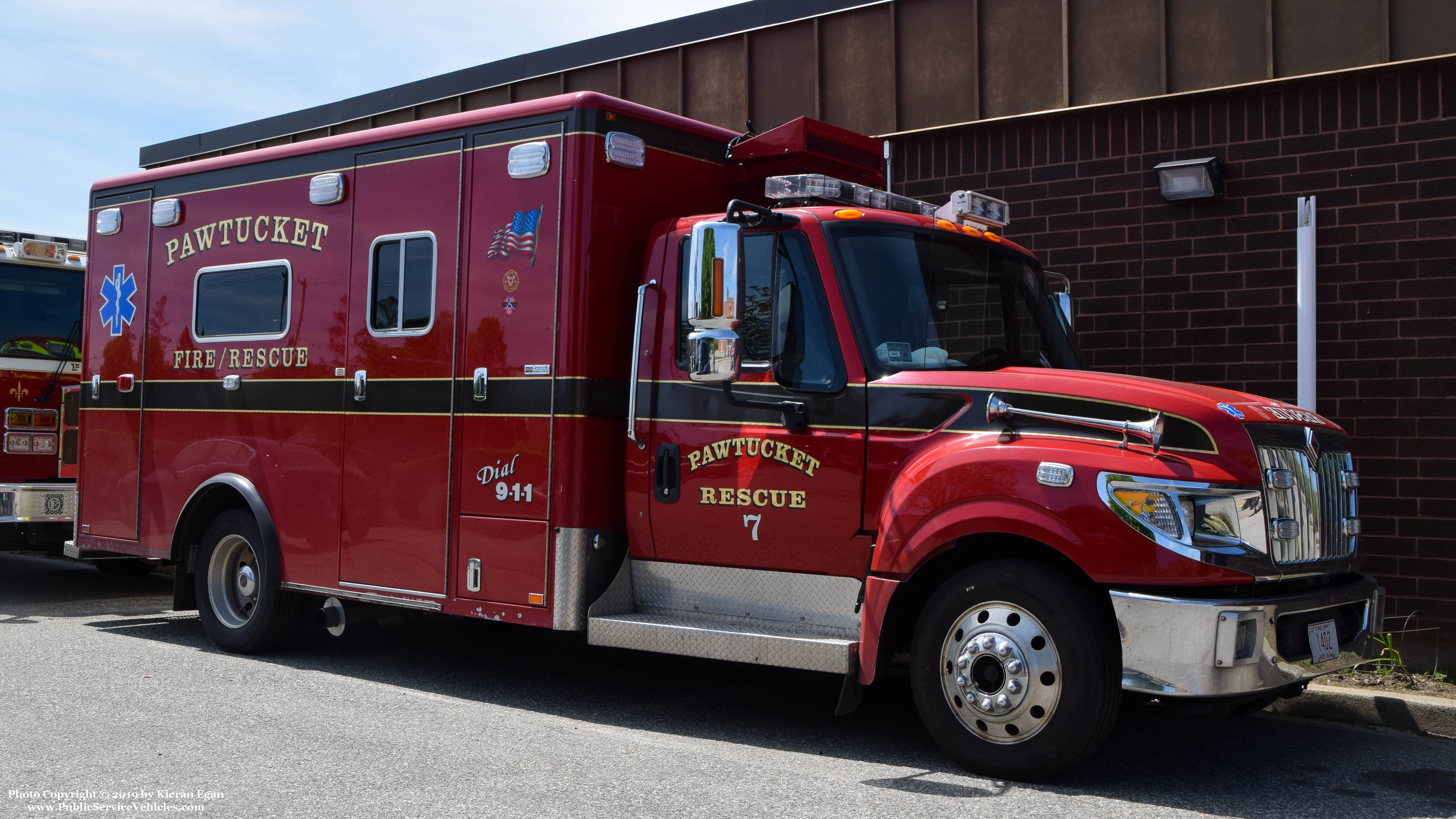 A photo  of Pawtucket Fire
            Rescue 7, a 2013 International TerraStar             taken by Kieran Egan