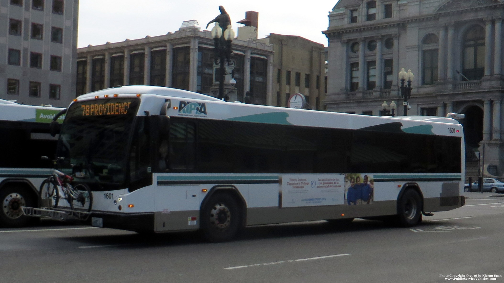 A photo  of Rhode Island Public Transit Authority
            Bus 1601, a 2016 Gillig BRT             taken by Kieran Egan