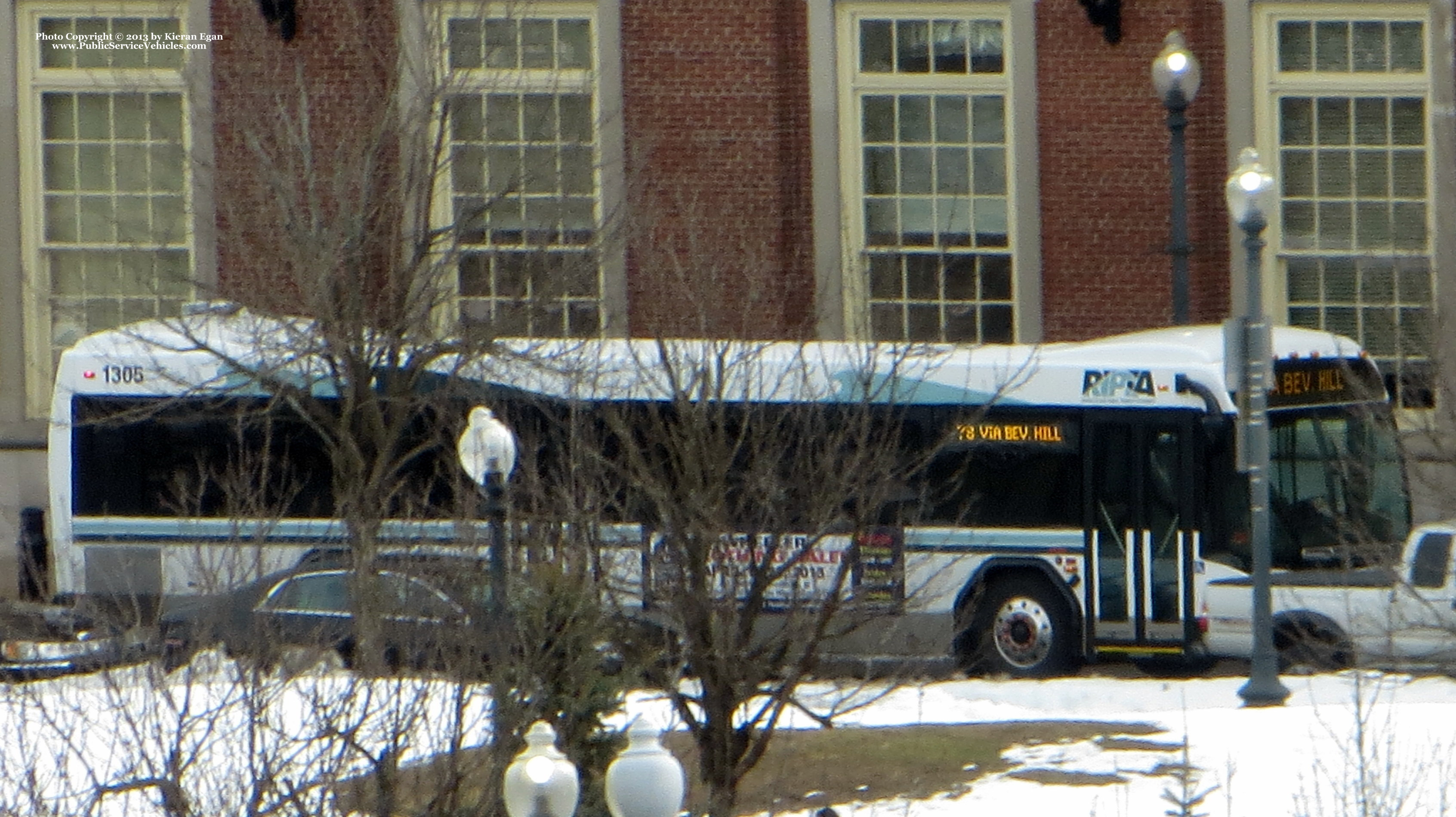 A photo  of Rhode Island Public Transit Authority
            Bus 1305, a 2013 Gillig BRT             taken by Kieran Egan