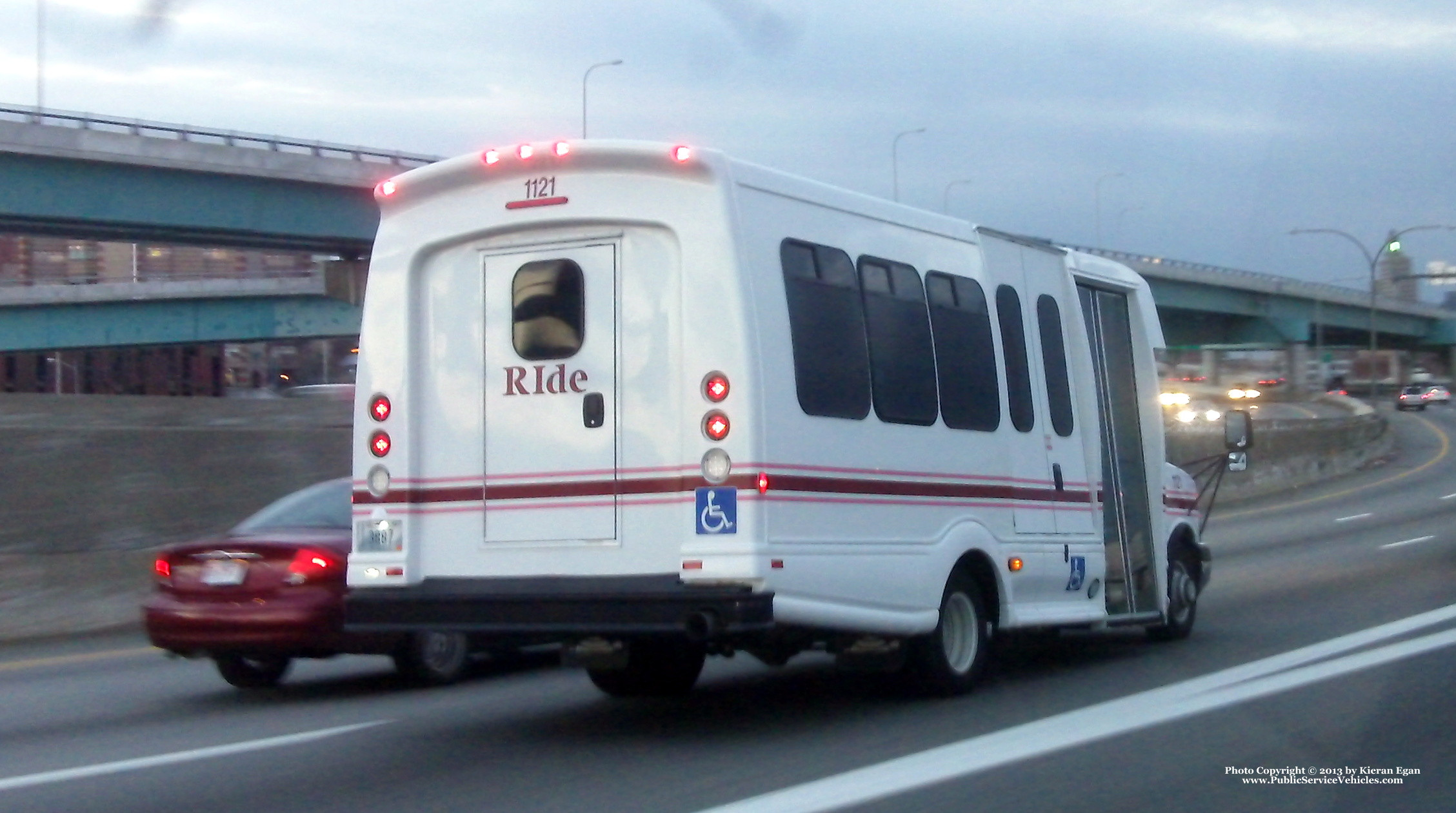 A photo  of Rhode Island Public Transit Authority
            Paratransit Bus 21121, a 2011 Chevrolet 4500 Bus             taken by Kieran Egan