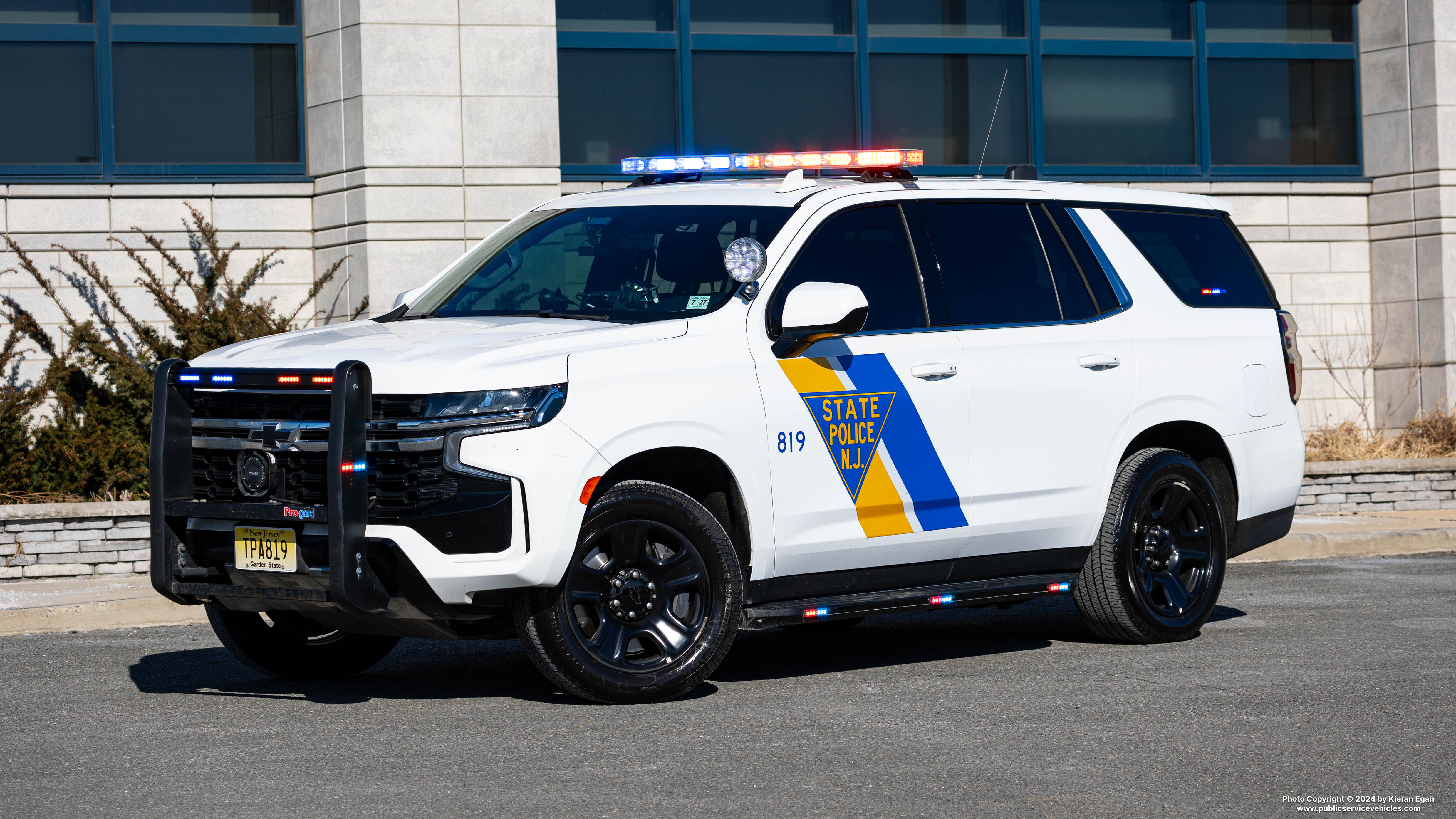 A photo  of New Jersey State Police
            Cruiser 819, a 2022 Chevrolet Tahoe             taken by Kieran Egan