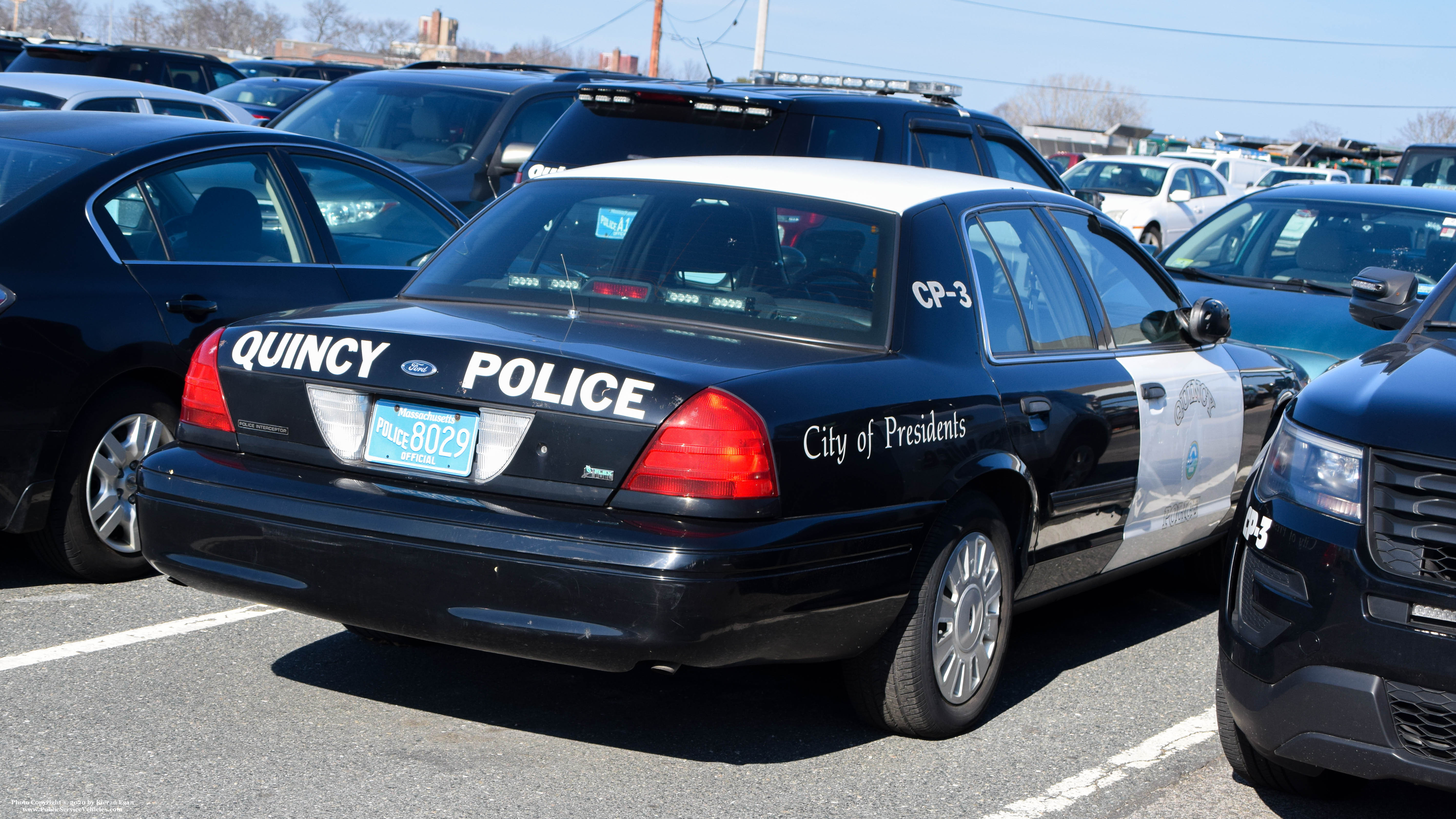 A photo  of Quincy Police
            CP-3, a 2009 Ford Crown Victoria Police Interceptor             taken by Kieran Egan