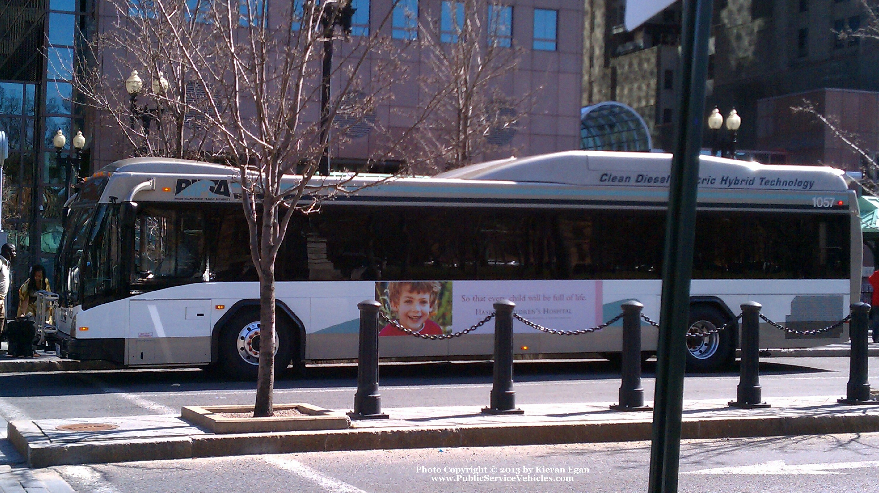 A photo  of Rhode Island Public Transit Authority
            Bus 1057, a 2010 Gillig BRT HEV             taken by Kieran Egan