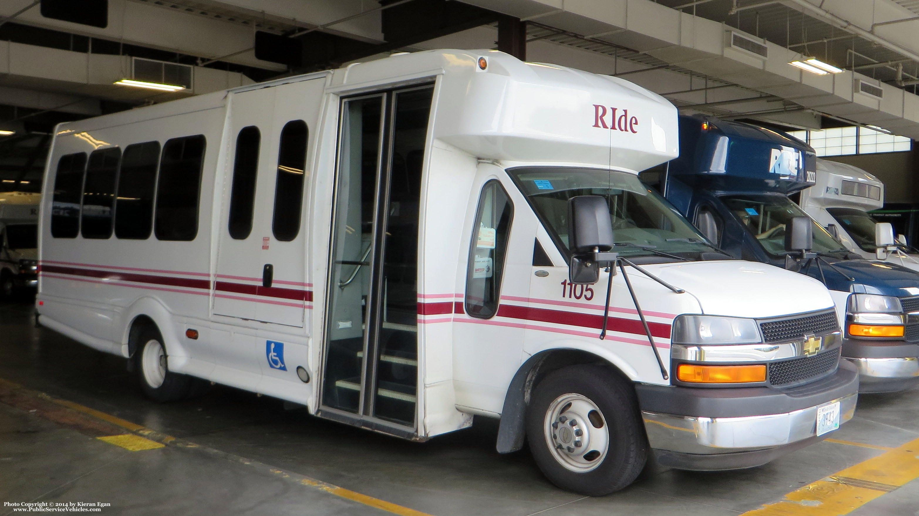 A photo  of Rhode Island Public Transit Authority
            Paratransit Bus 21105, a 2011 Chevrolet 4500 Bus             taken by Kieran Egan