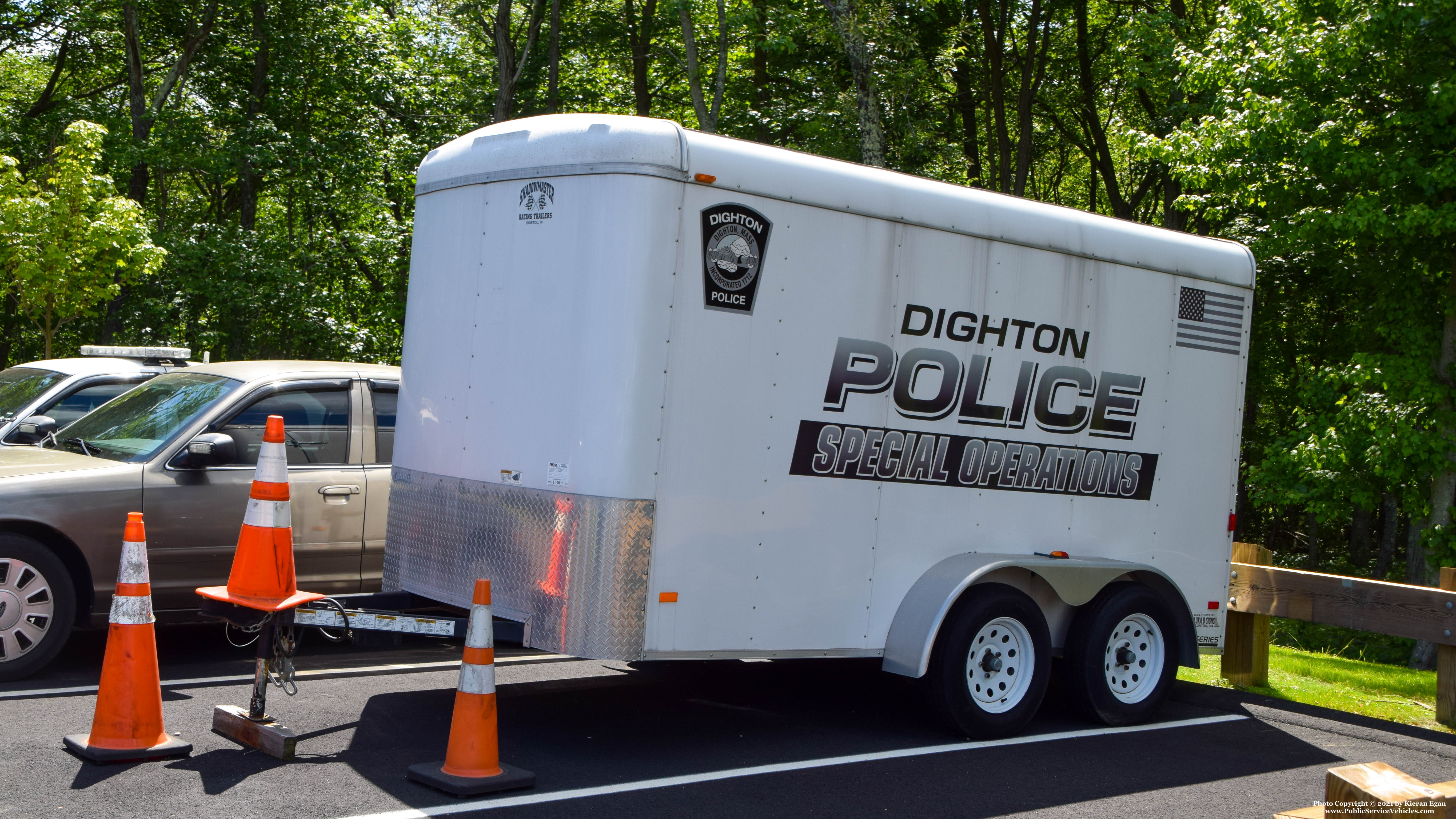 A photo  of Dighton Police
            Special Operations Trailer, a 2006 Shadowmaster Trailers             taken by Kieran Egan