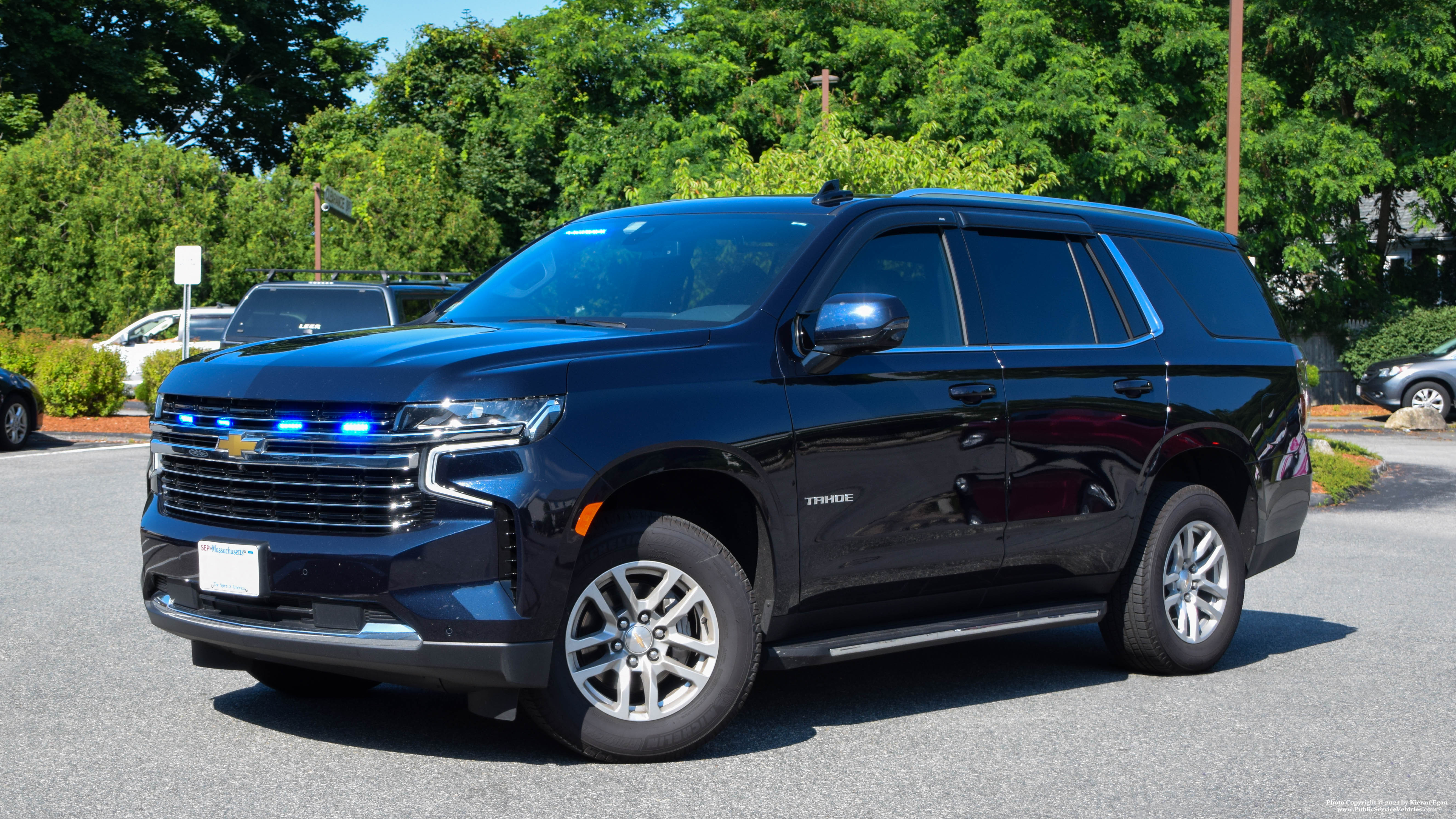 A photo  of Massachusetts State Police
            Cruiser 1, a 2021 Chevrolet Tahoe             taken by Kieran Egan