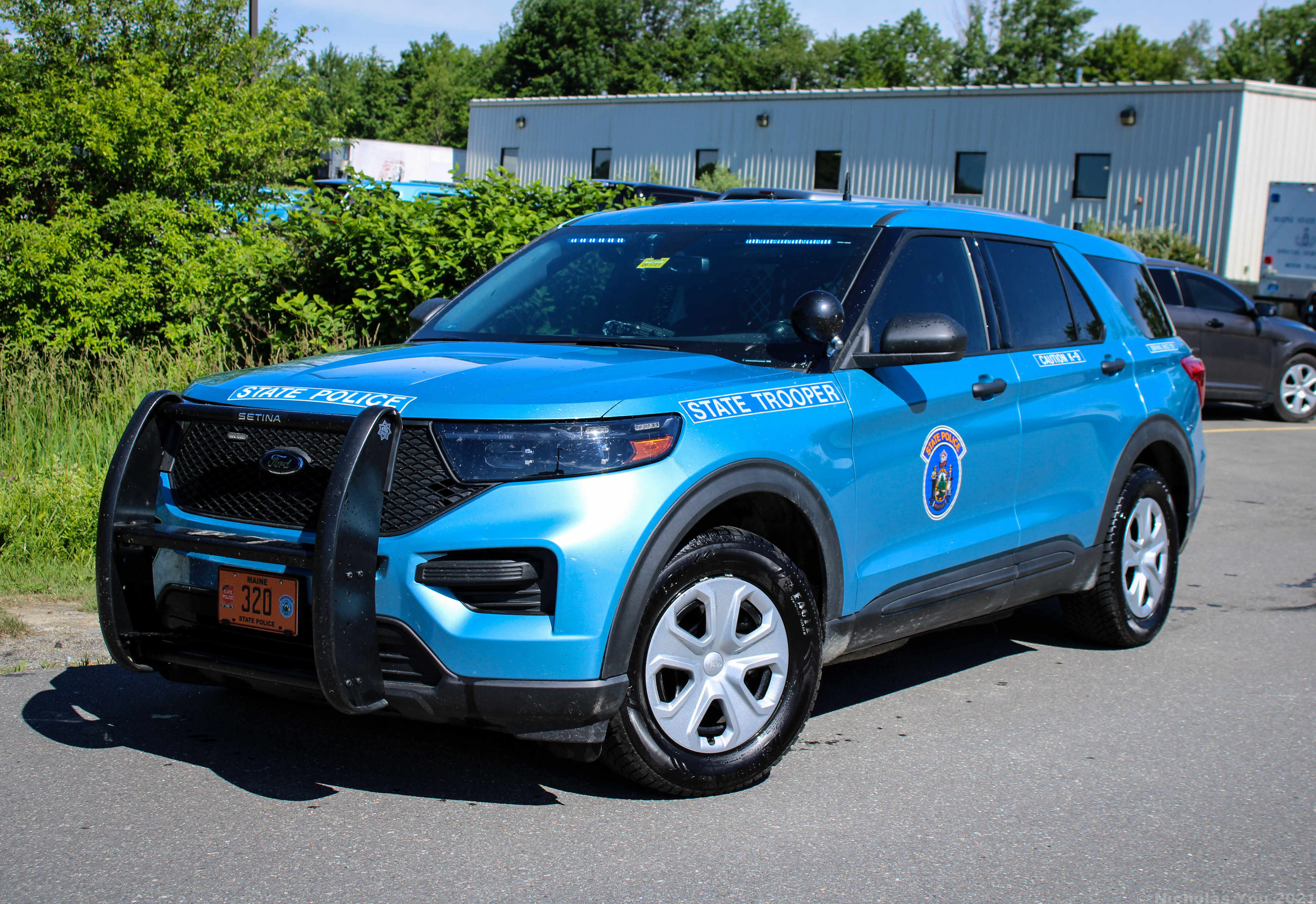 A photo  of Maine State Police
            Cruiser 320, a 2020-2021 Ford Police Interceptor Utility             taken by Nicholas You