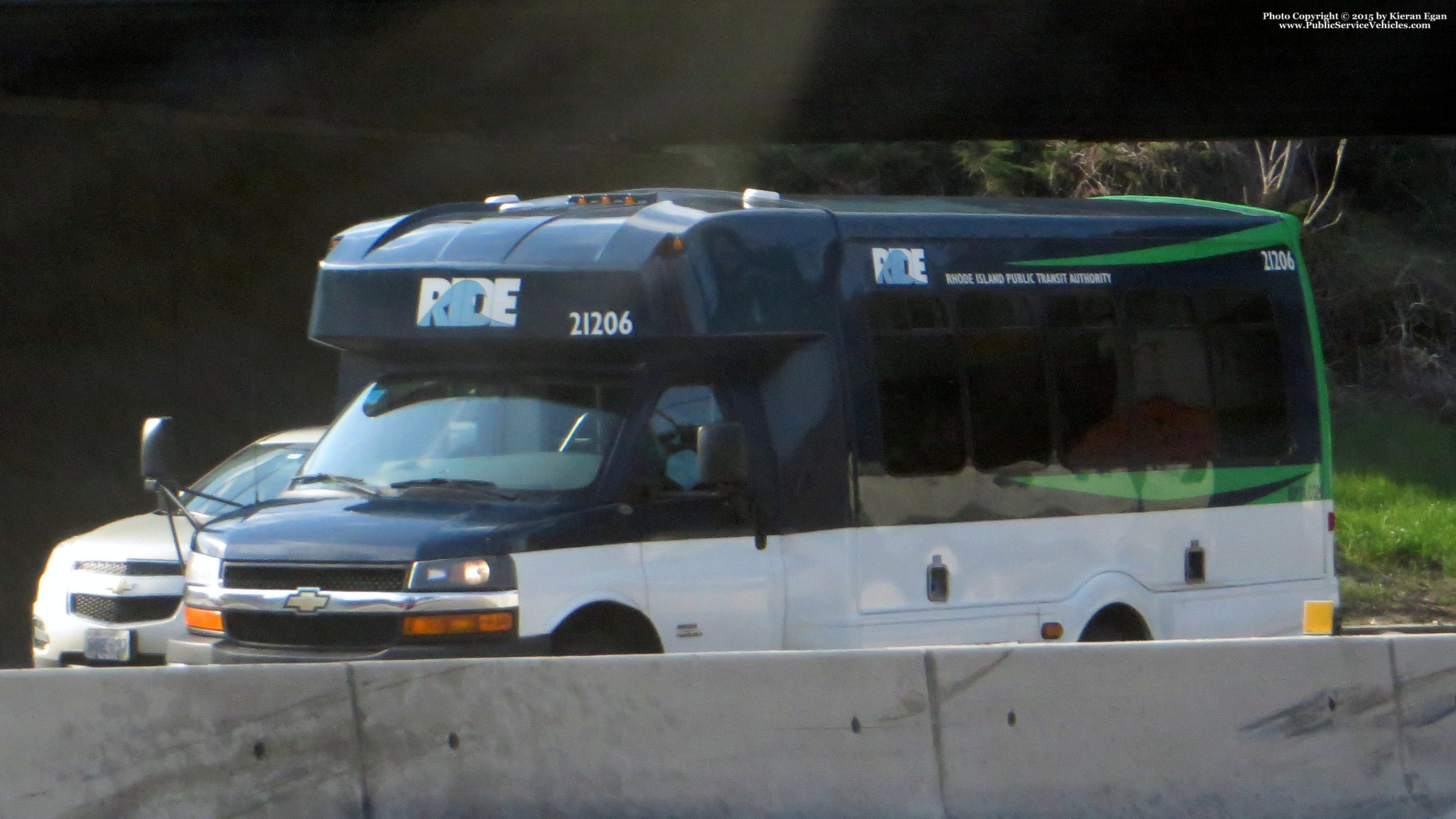 A photo  of Rhode Island Public Transit Authority
            Paratransit Bus 21206, a 2012 Chevrolet 4500 Bus             taken by Kieran Egan
