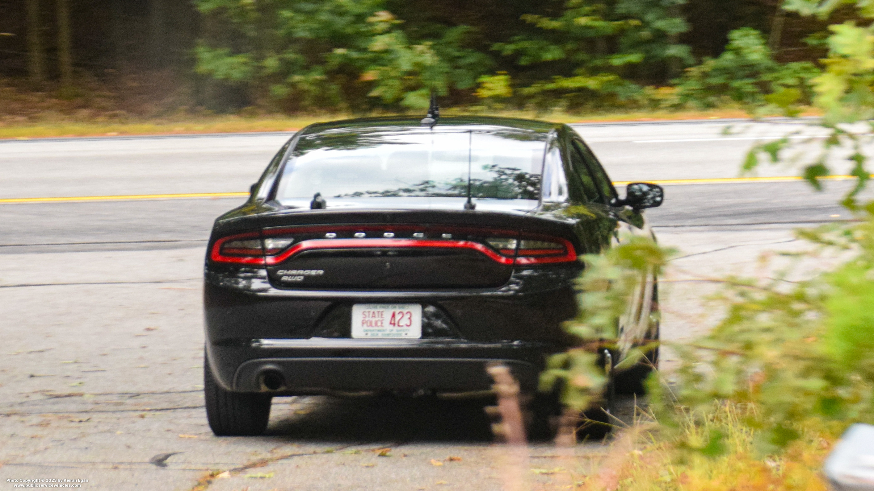 A photo  of New Hampshire State Police
            Cruiser 423, a 2017-2021 Dodge Charger             taken by Kieran Egan