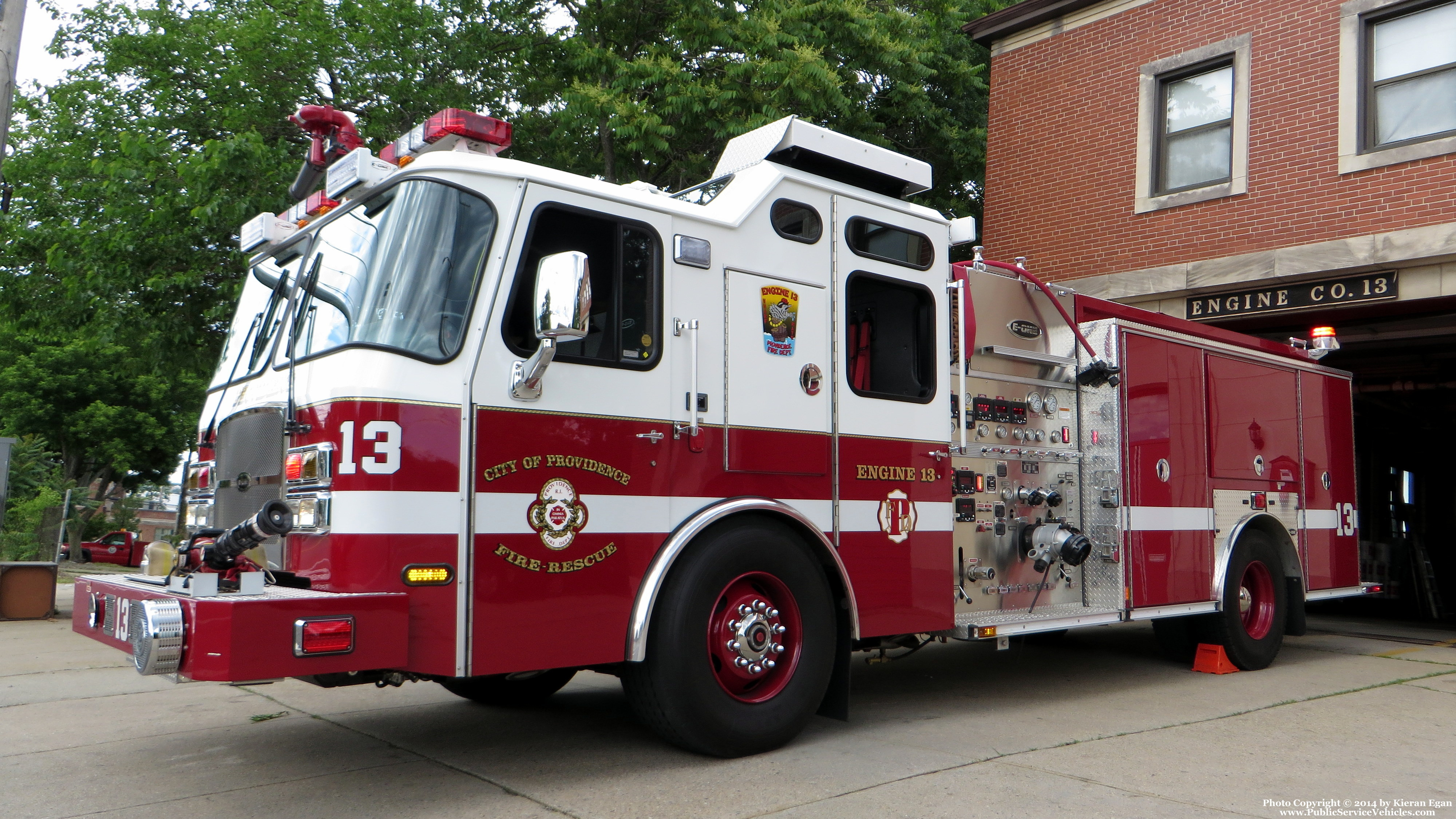A photo  of Providence Fire
            Engine 13, a 2014 E-One Typhoon             taken by Kieran Egan