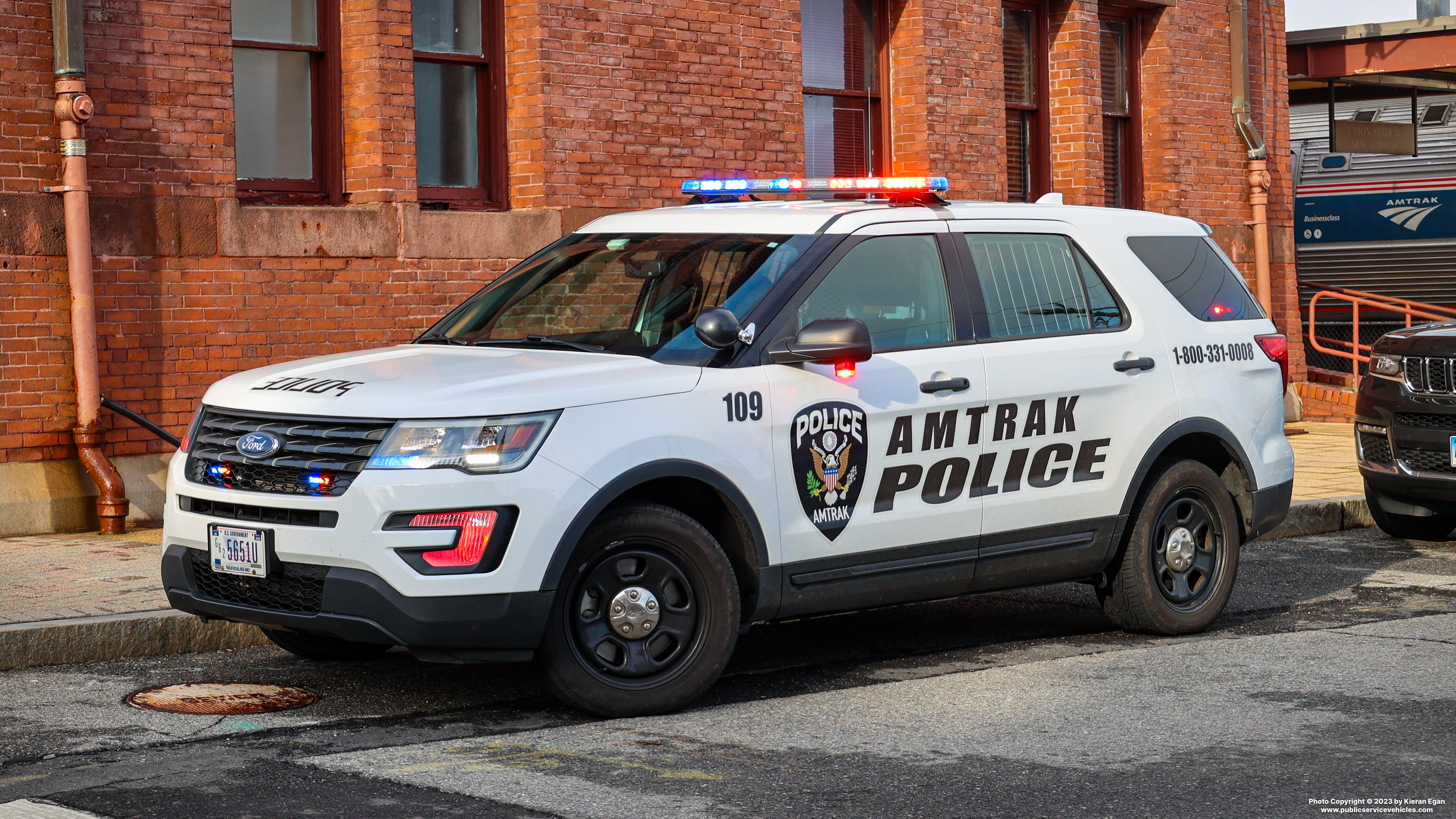 A photo  of Amtrak Police
            Cruiser 109, a 2016-2019 Ford Police Interceptor Utility             taken by Kieran Egan