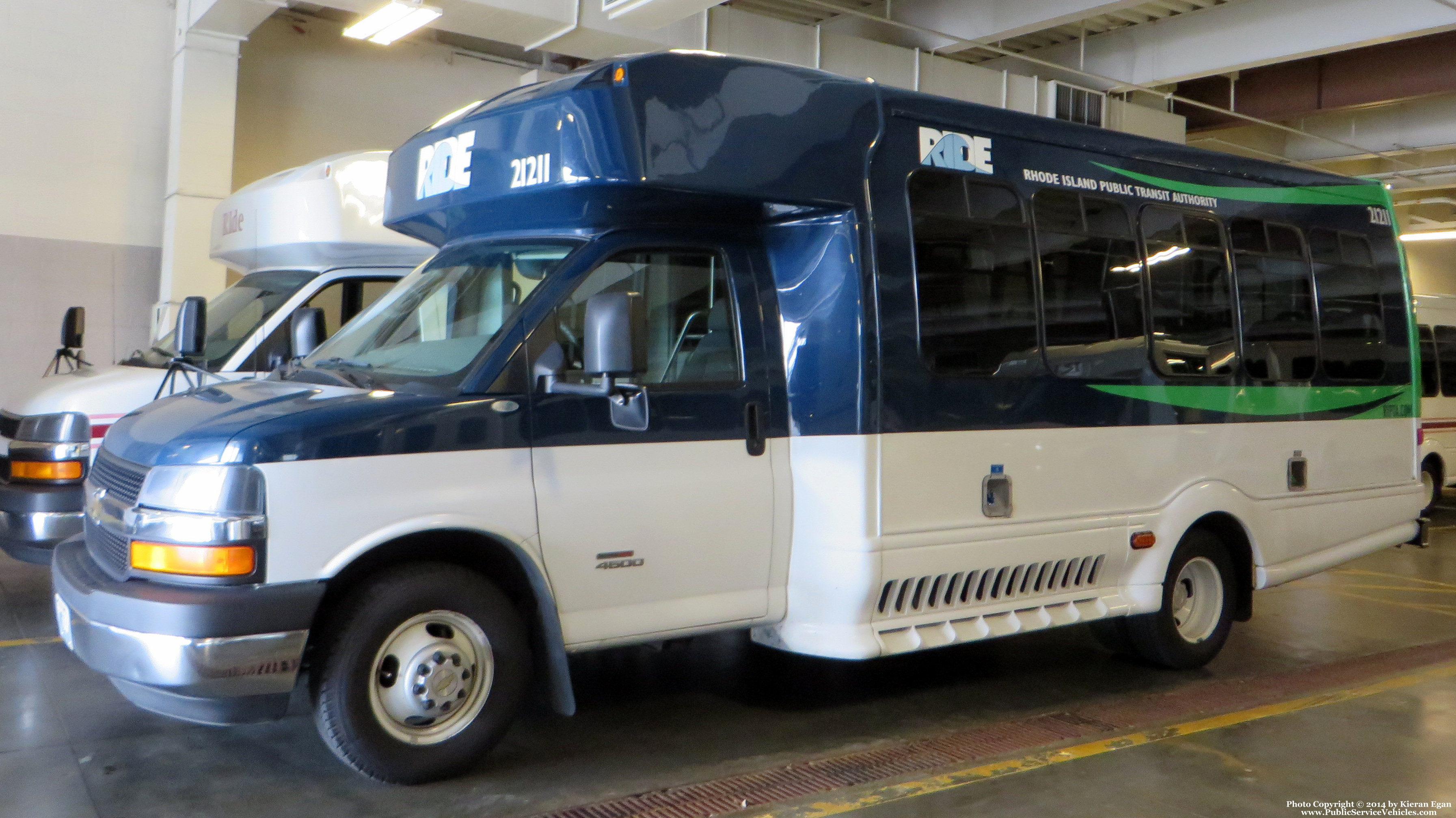 A photo  of Rhode Island Public Transit Authority
            Paratransit Bus 21211, a 2012 Chevrolet 4500 Bus             taken by Kieran Egan