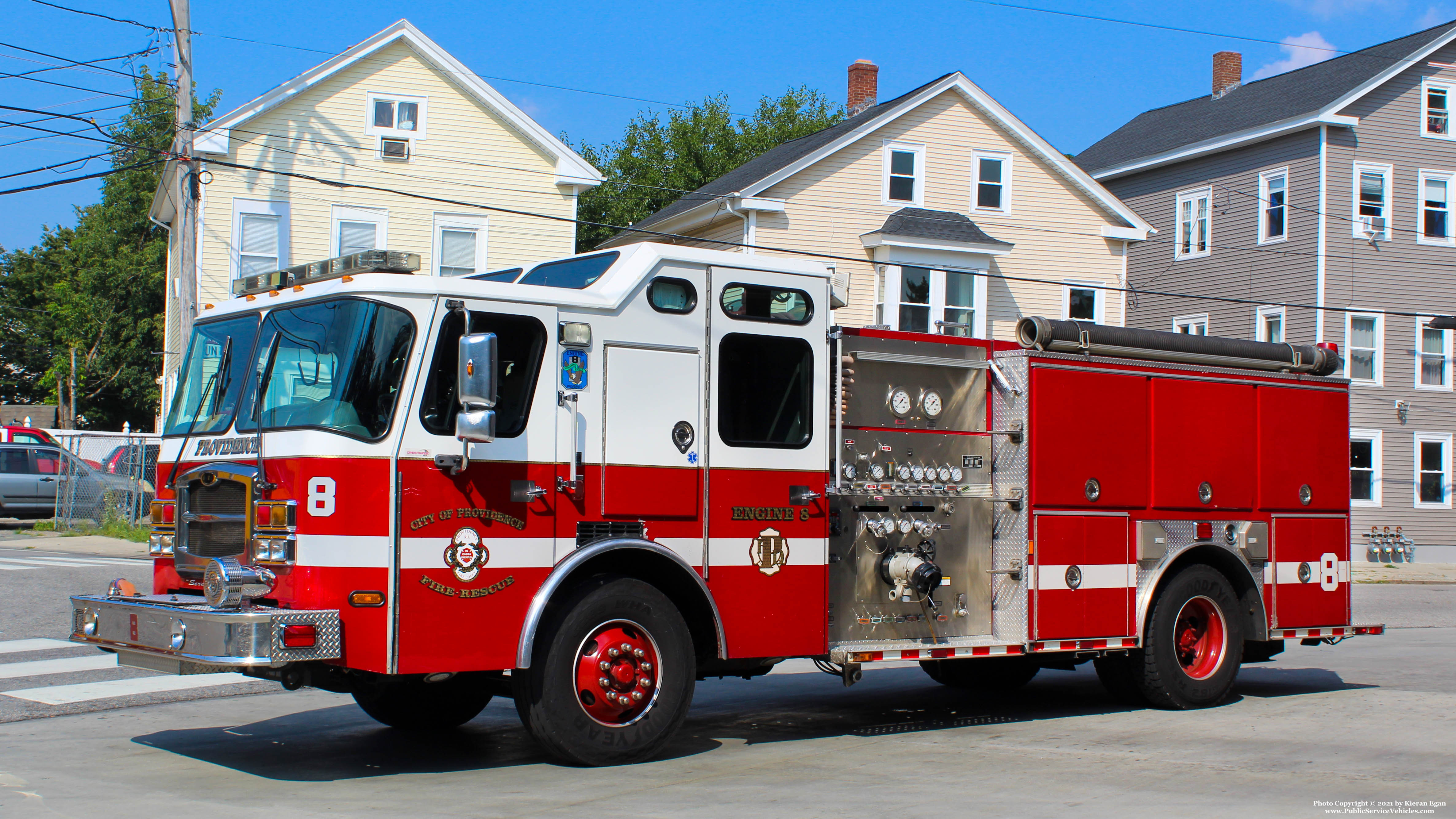 A photo  of Providence Fire
            Engine 8, a 2008 E-One Typhoon             taken by Kieran Egan