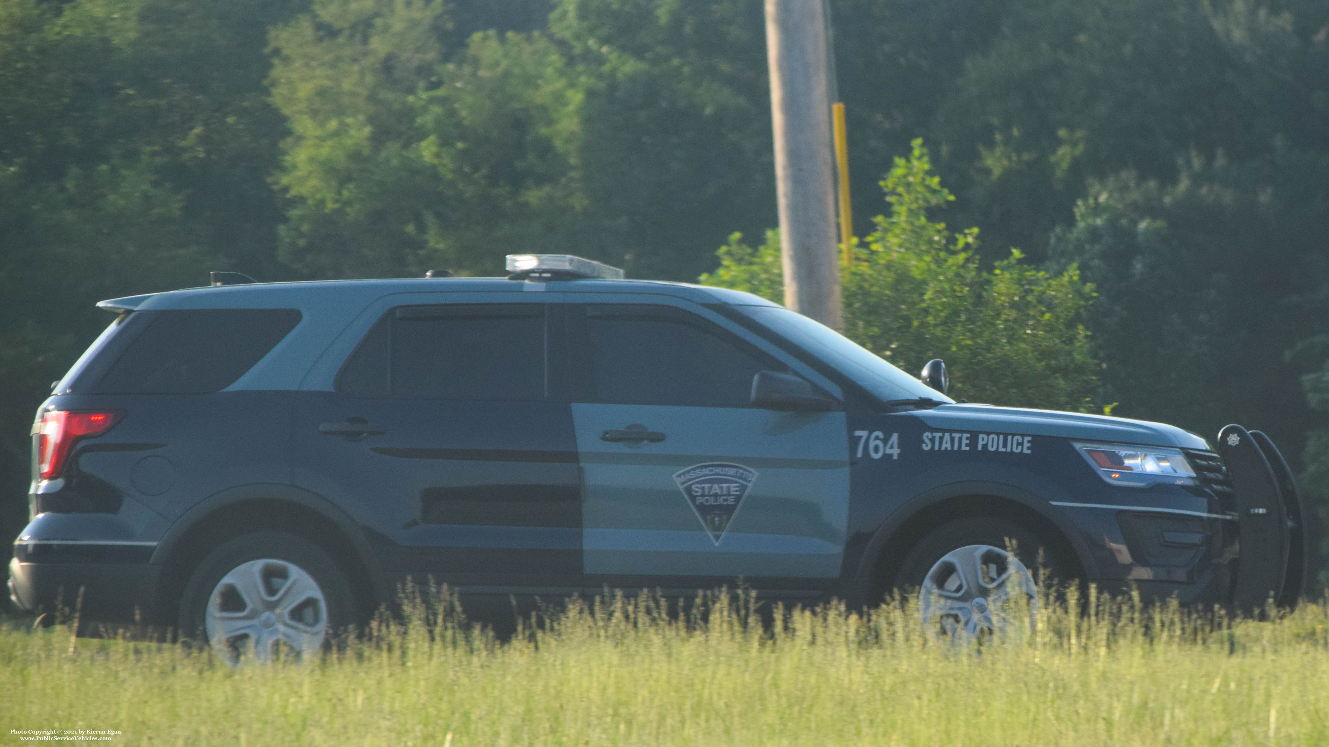 A photo  of Massachusetts State Police
            Cruiser 764, a 2017 Ford Police Interceptor Utility             taken by Kieran Egan