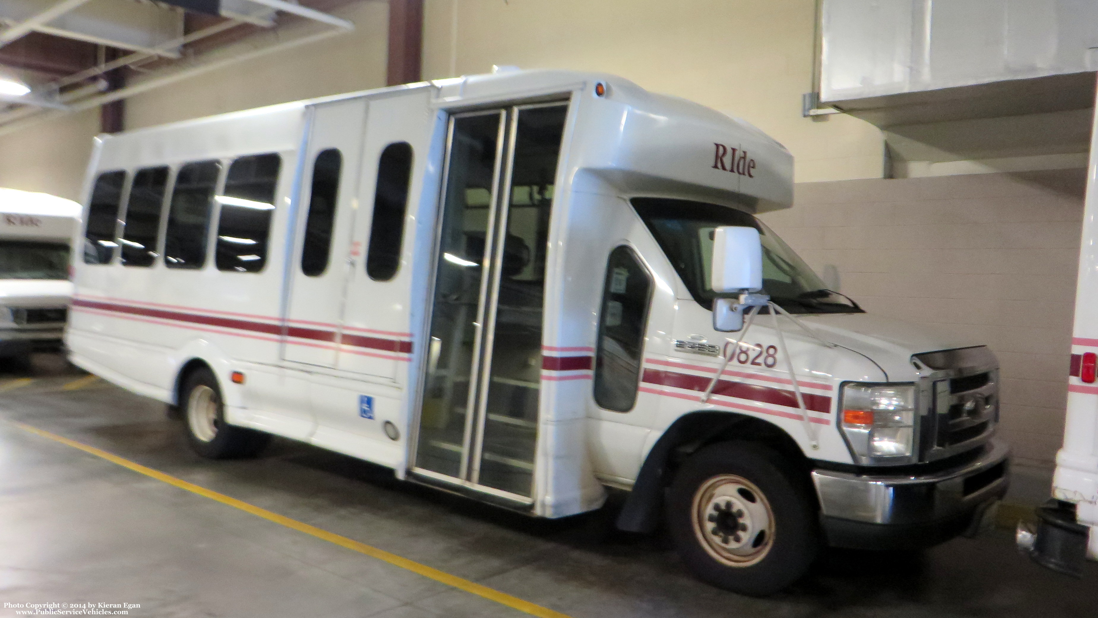 A photo  of Rhode Island Public Transit Authority
            Paratransit Bus 0828, a 2008 Ford E-450 Bus             taken by Kieran Egan