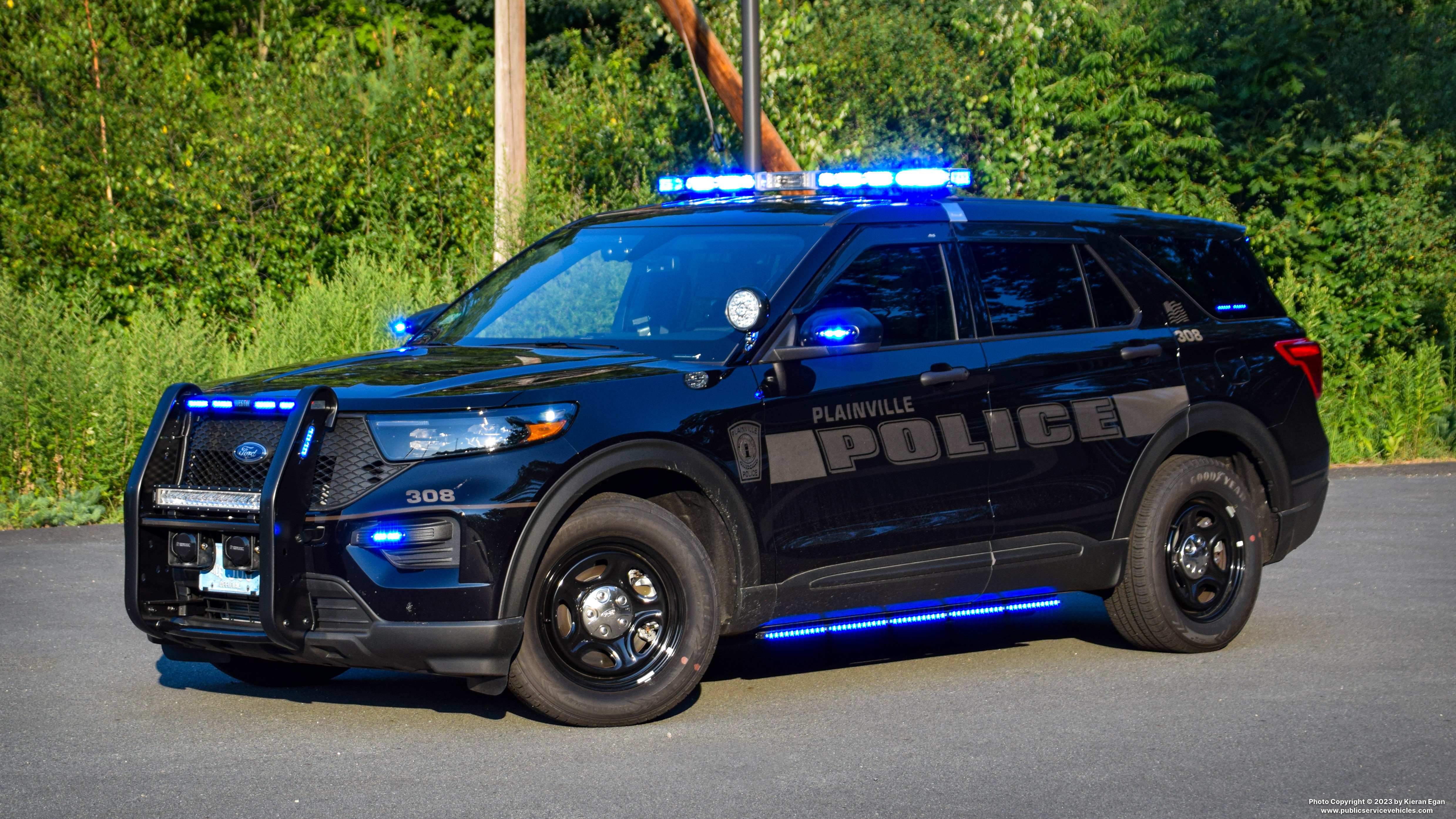 A photo  of Plainville Police
            Cruiser 308, a 2021 Ford Police Interceptor Utility             taken by Kieran Egan