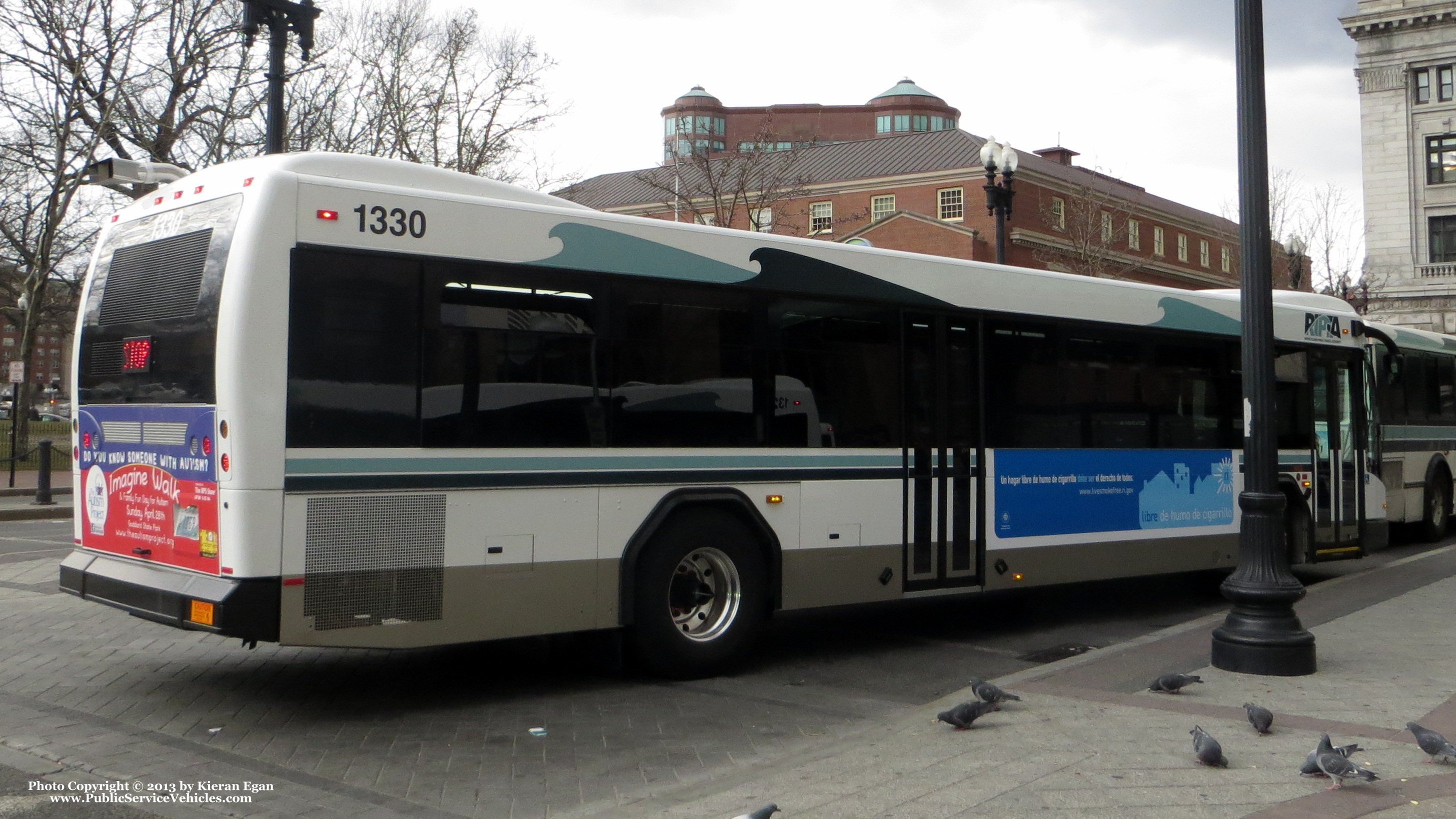 A photo  of Rhode Island Public Transit Authority
            Bus 1330, a 2013 Gillig BRT             taken by Kieran Egan