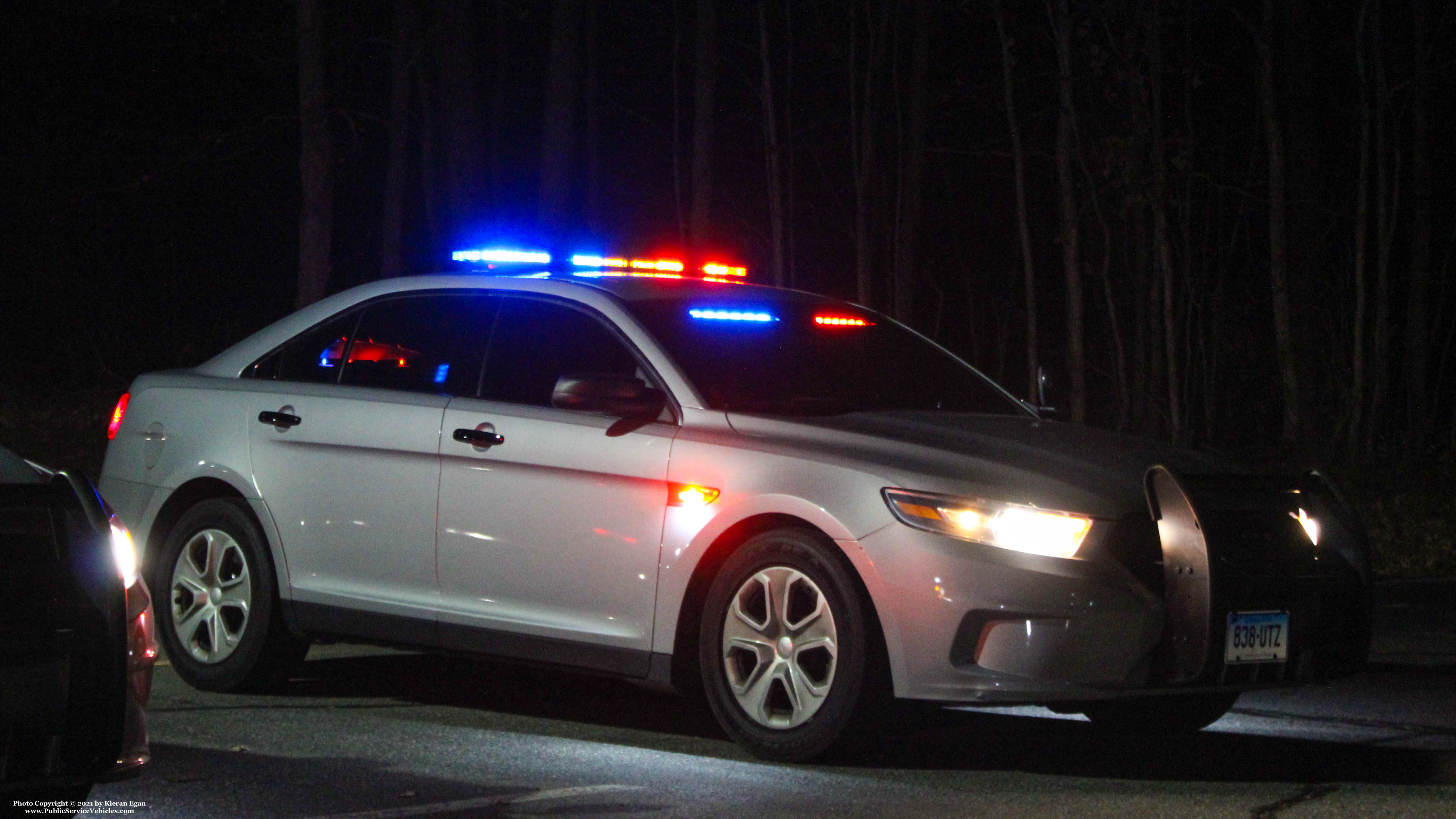 A photo  of Connecticut State Police
            Cruiser 838, a 2015 Ford Police Interceptor Sedan             taken by Kieran Egan