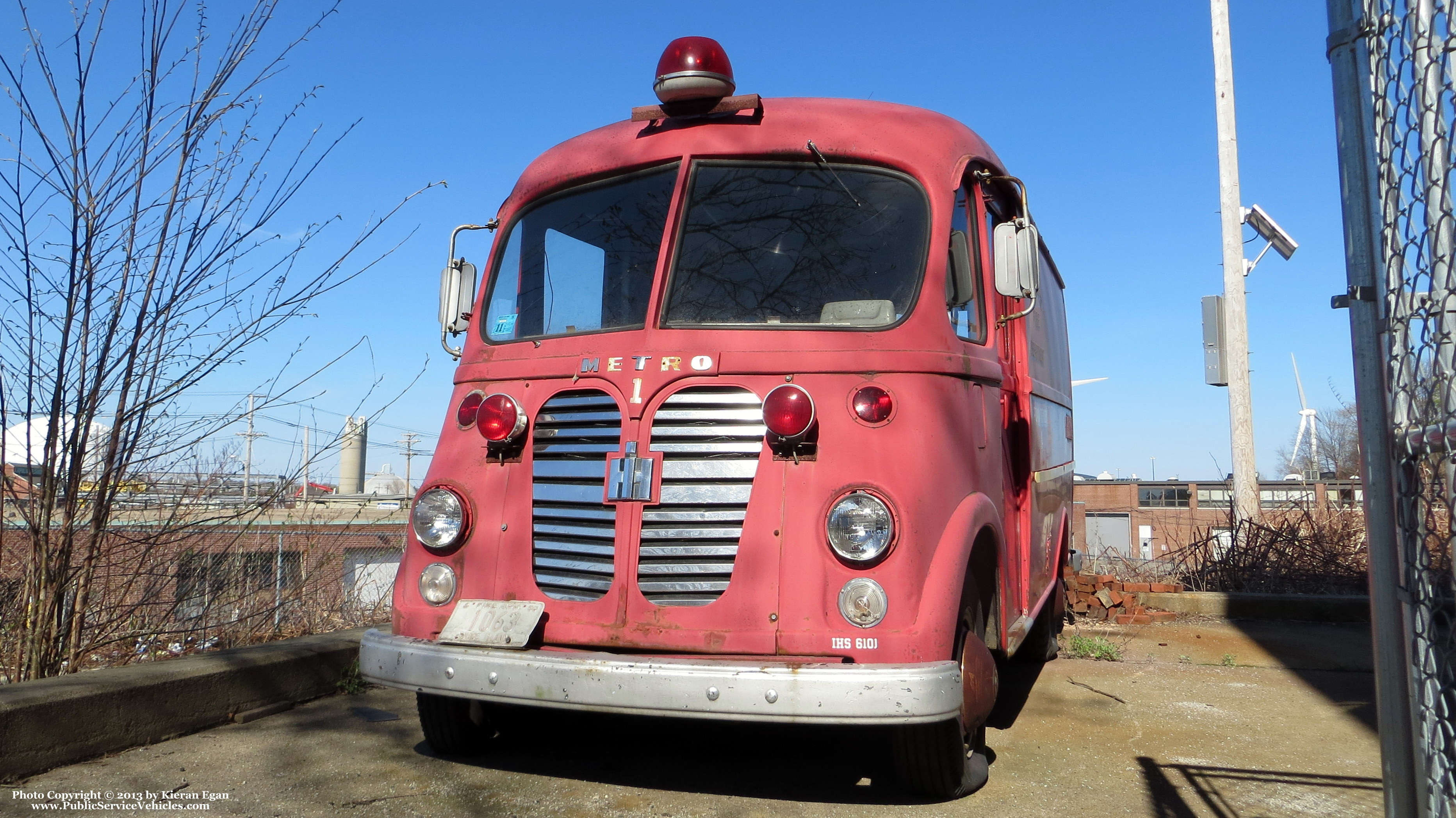 A photo  of Providence Fire
            Foam Tender 1, a 1961 International Harvester Metro A-120             taken by Kieran Egan