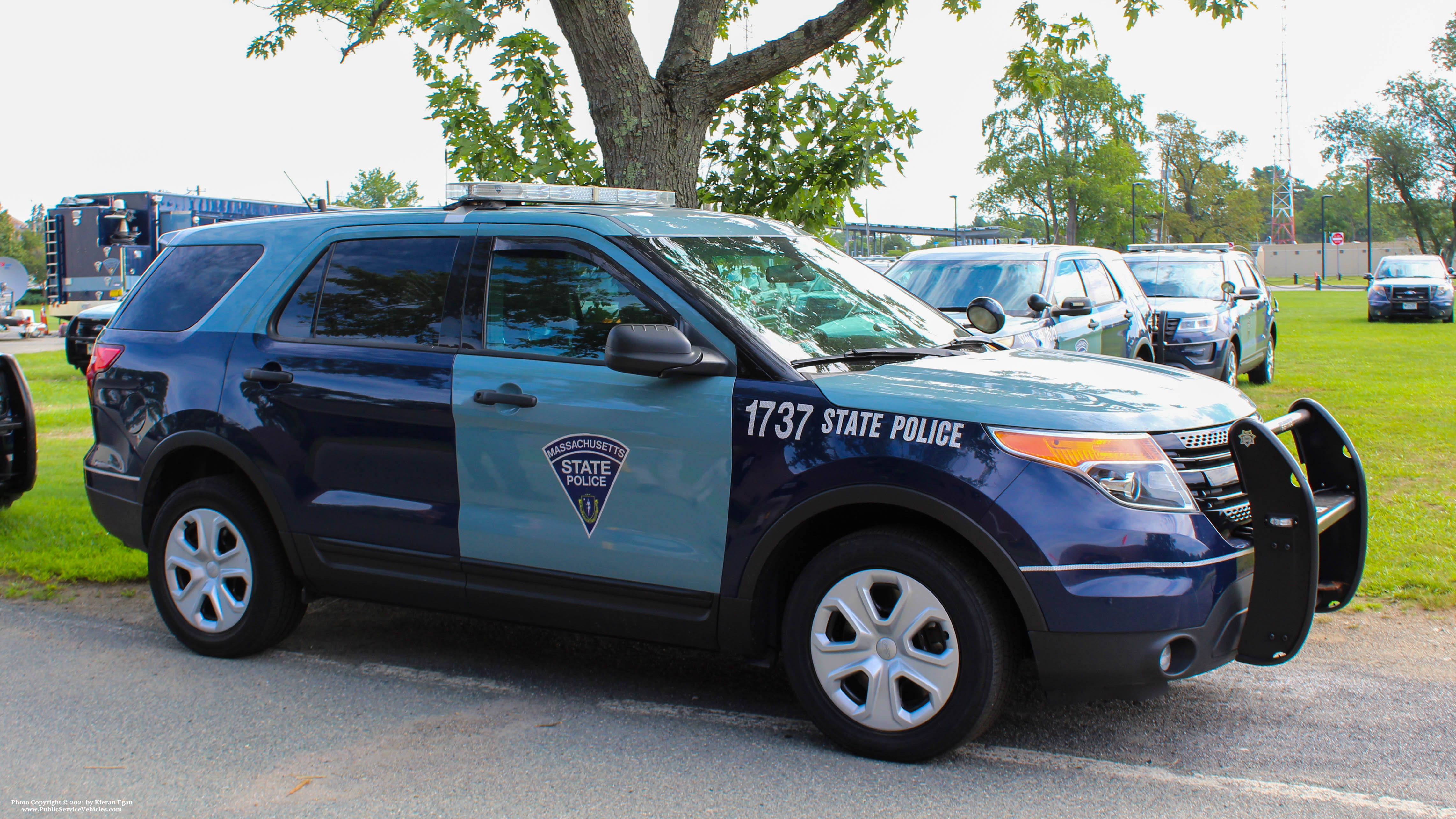 A photo  of Massachusetts State Police
            Cruiser 1737, a 2015 Ford Police Interceptor Utility             taken by Kieran Egan