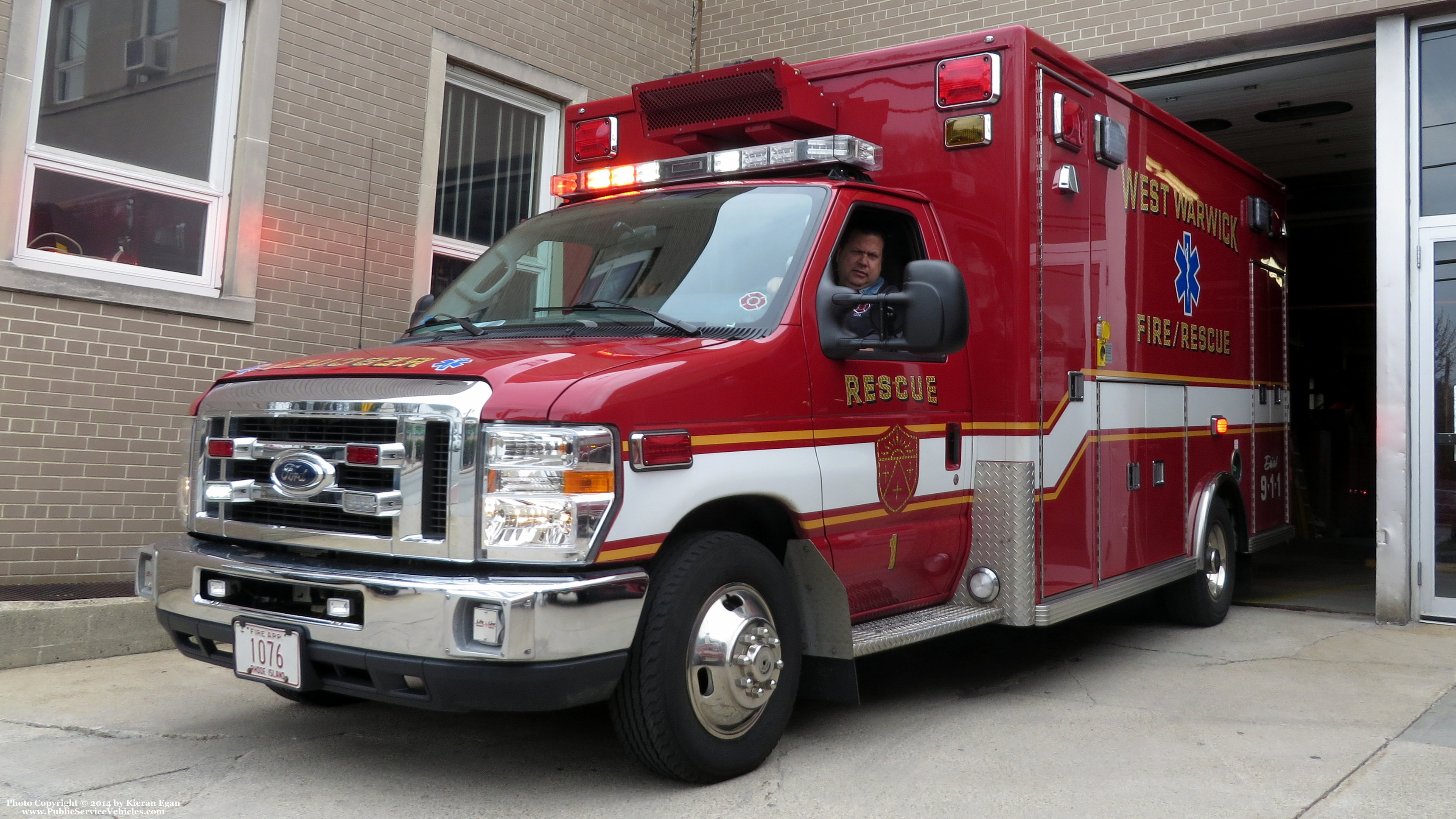 A photo  of West Warwick Fire
            Rescue 1, a 2012 Ford E-450             taken by Kieran Egan