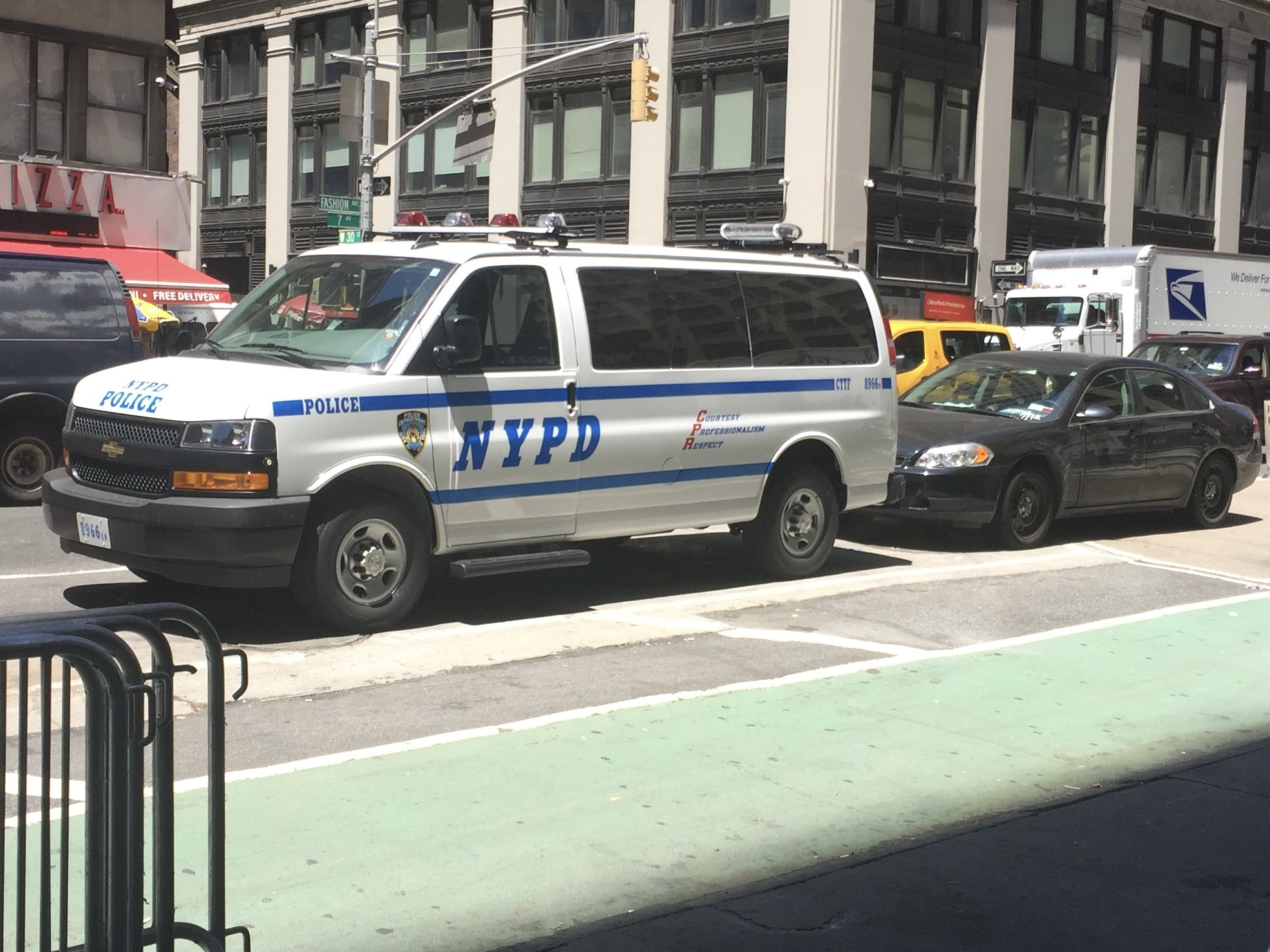 A photo  of New York Police Department
            Cruiser 8966 19, a 2019 Chevrolet Express             taken by @riemergencyvehicles