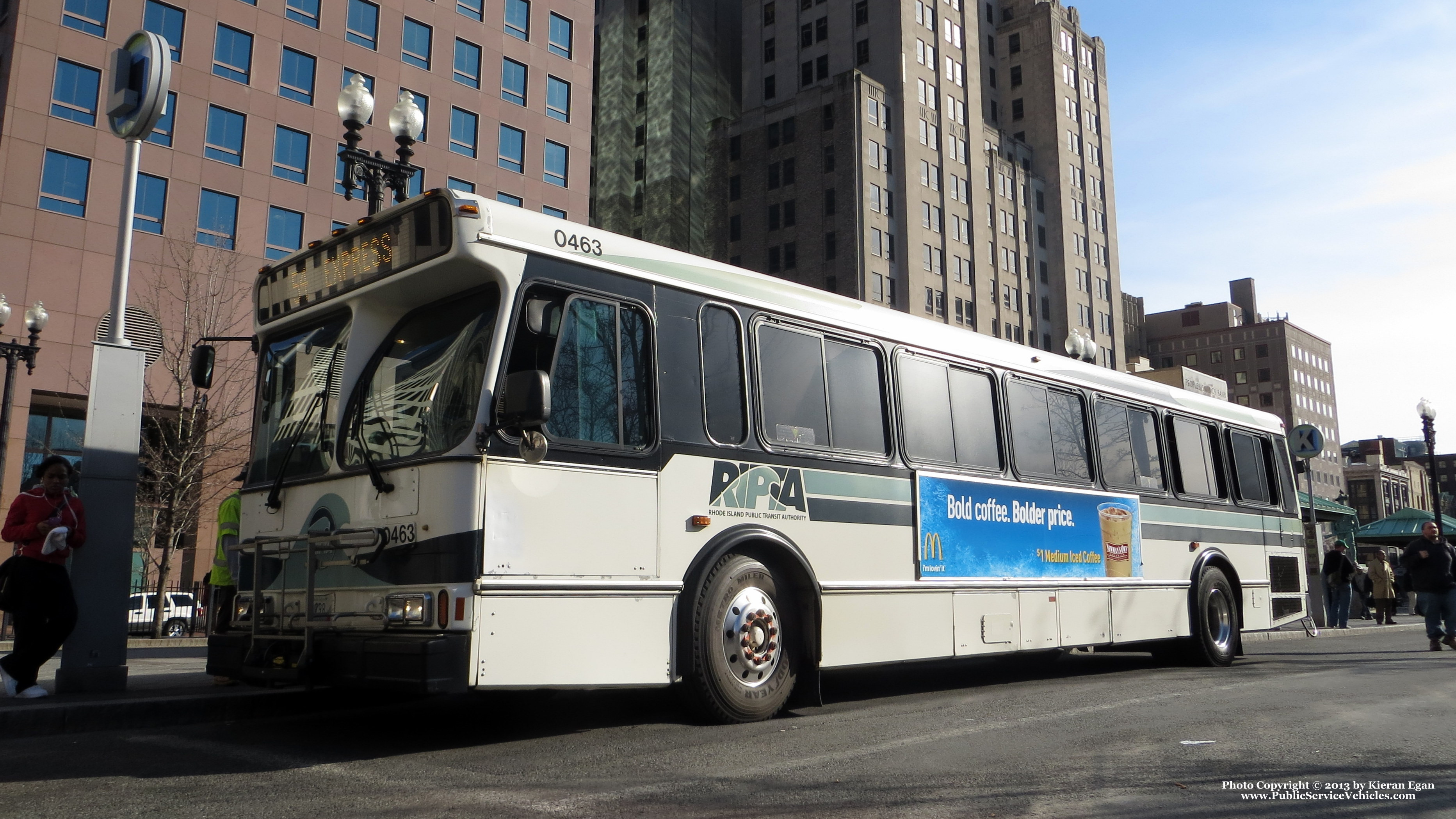 A photo  of Rhode Island Public Transit Authority
            Bus 0463, a 2004 Orion V 05.501             taken by Kieran Egan