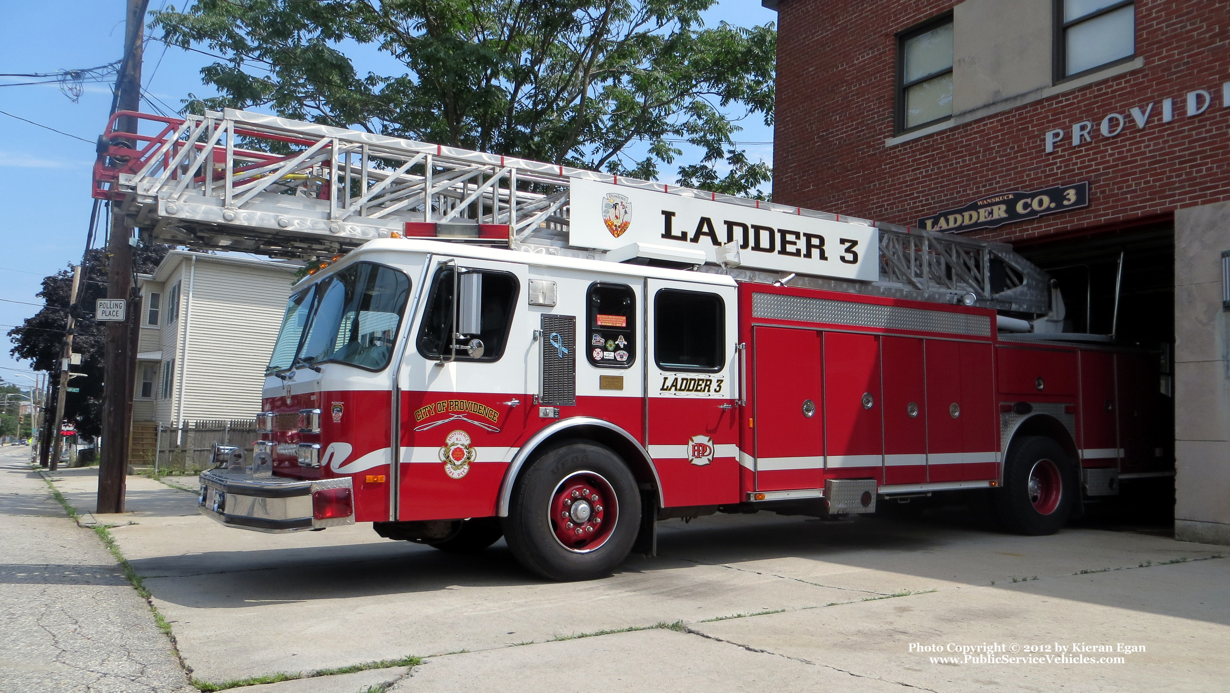 A photo  of Providence Fire
            Ladder 3, a 1997 E-One             taken by Kieran Egan