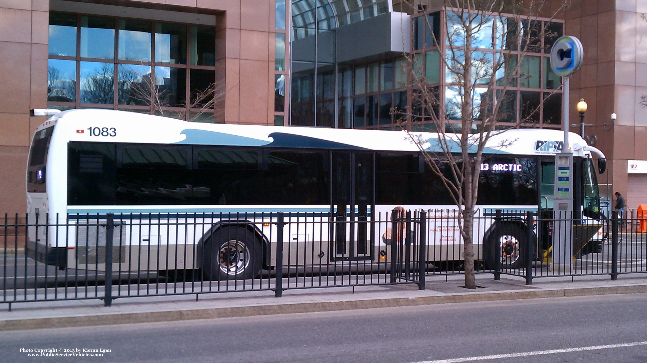 A photo  of Rhode Island Public Transit Authority
            Bus 1083, a 2010 Gillig BRT             taken by Kieran Egan