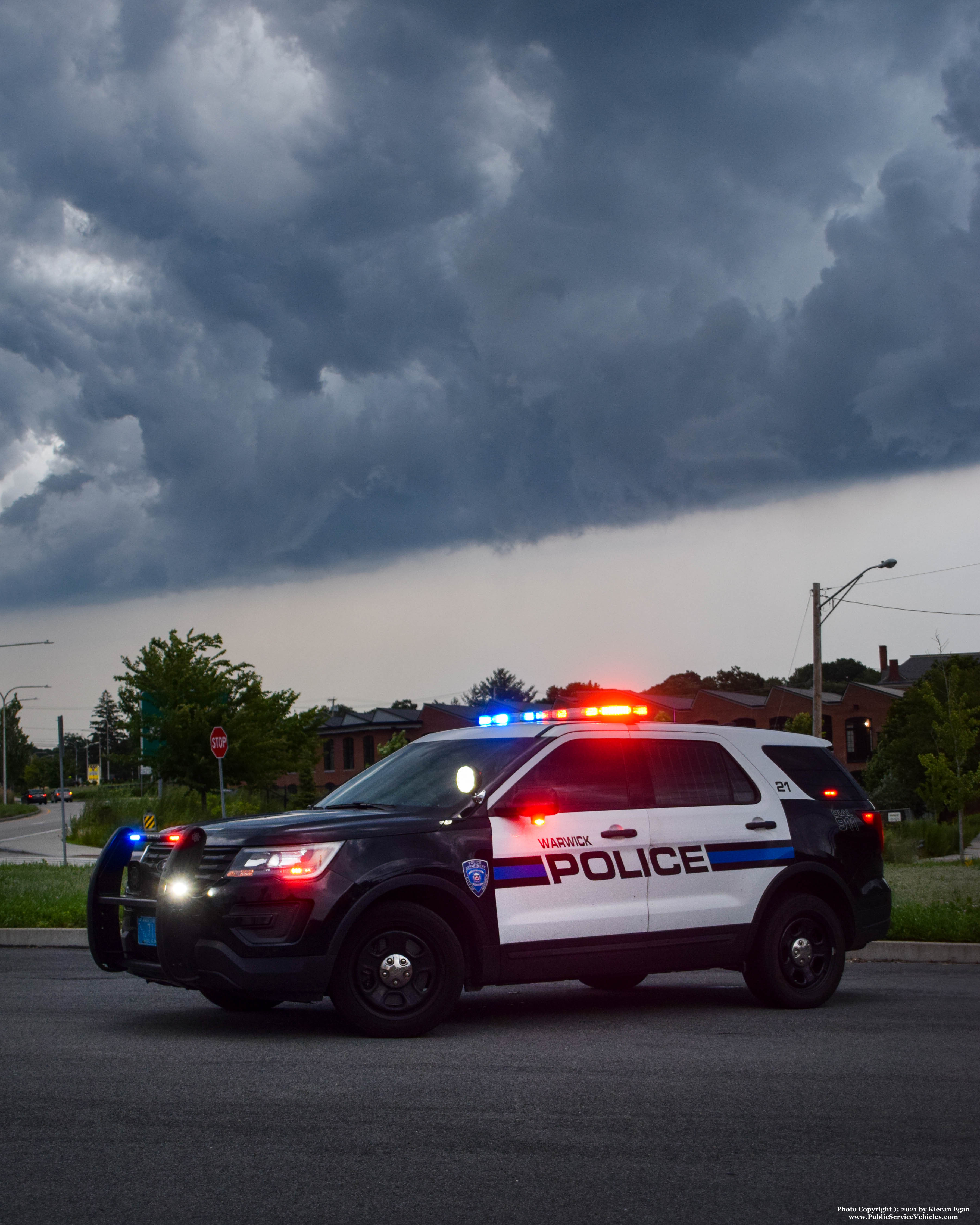 A photo  of Warwick Police
            Cruiser P-21, a 2019 Ford Police Interceptor Utility             taken by Kieran Egan