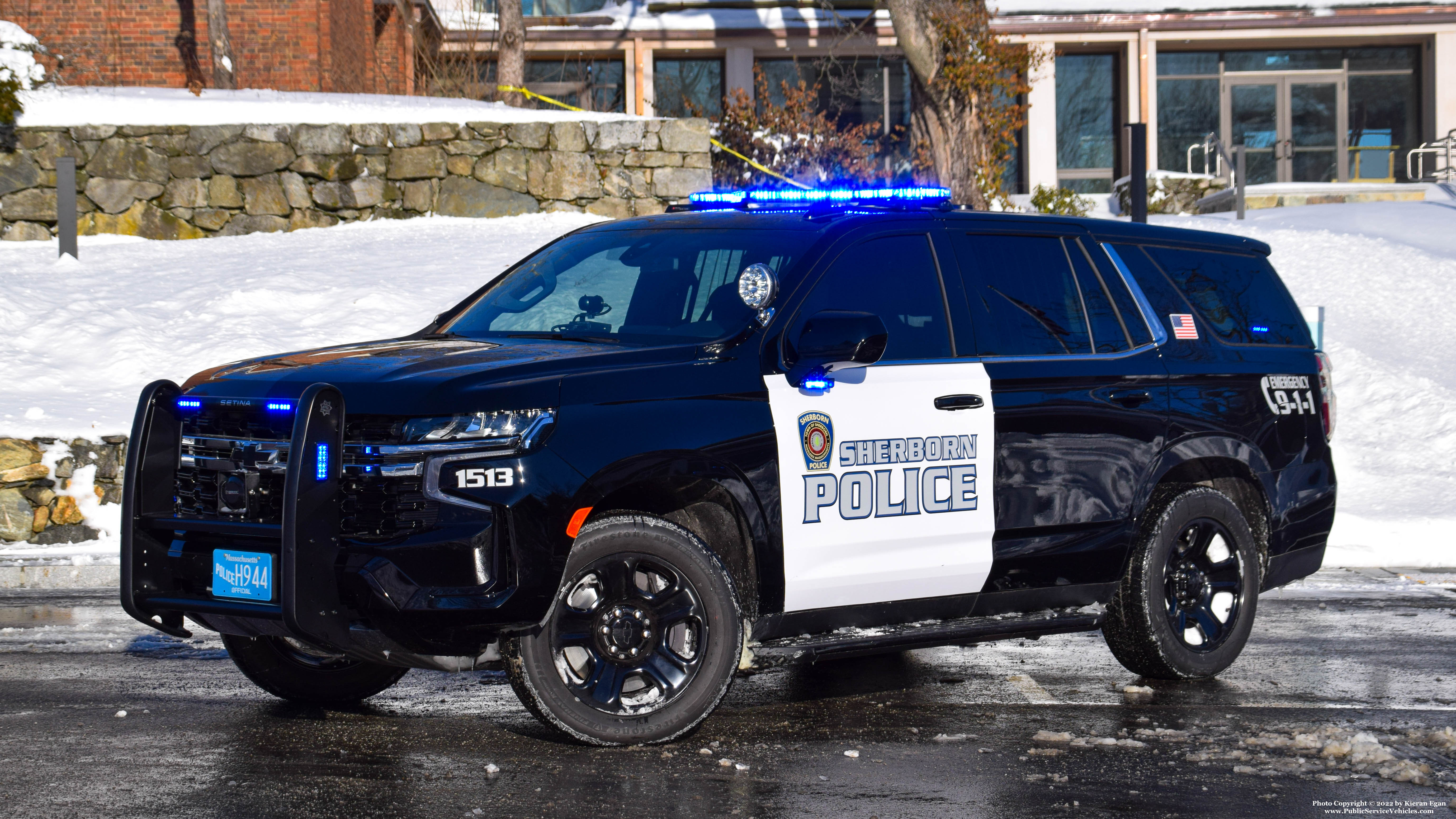 A photo  of Sherborn Police
            Cruiser 1513, a 2021 Chevrolet Tahoe             taken by Kieran Egan