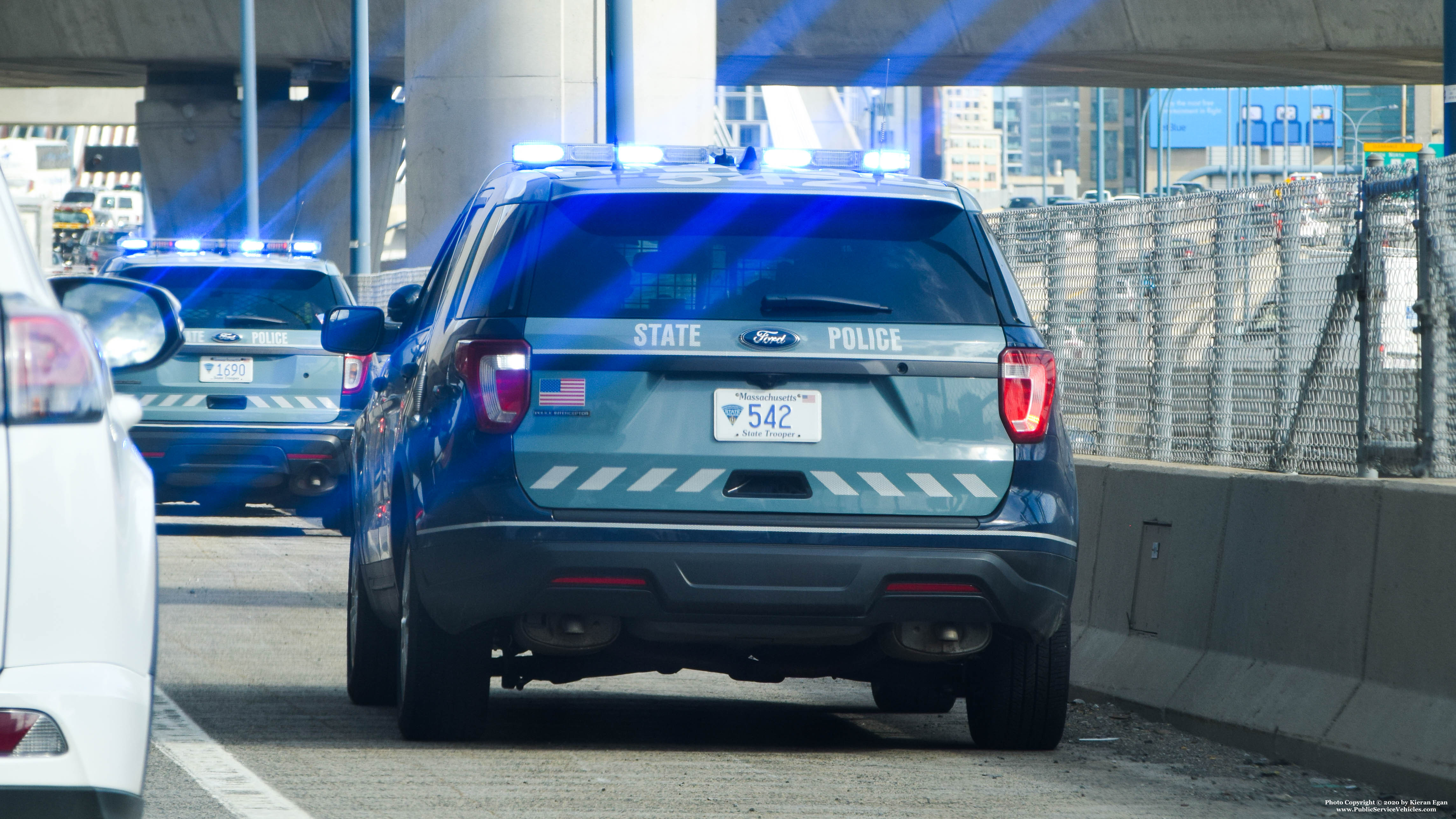 A photo  of Massachusetts State Police
            Cruiser 542, a 2016-2019 Ford Police Interceptor Utility             taken by Kieran Egan