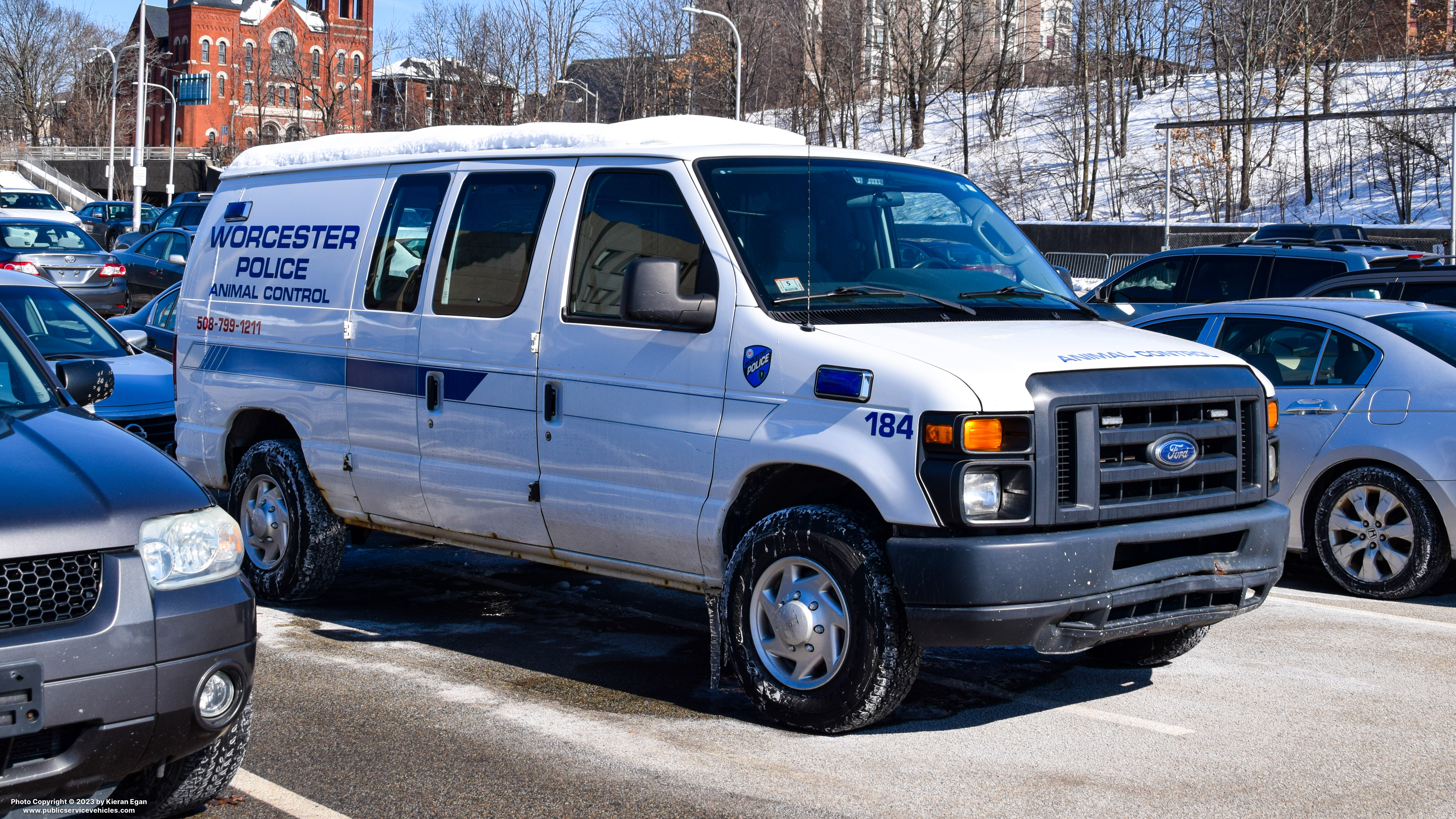 A photo  of Worcester Police
            Cruiser 184, a 2008-2018 Ford Econoline             taken by Kieran Egan