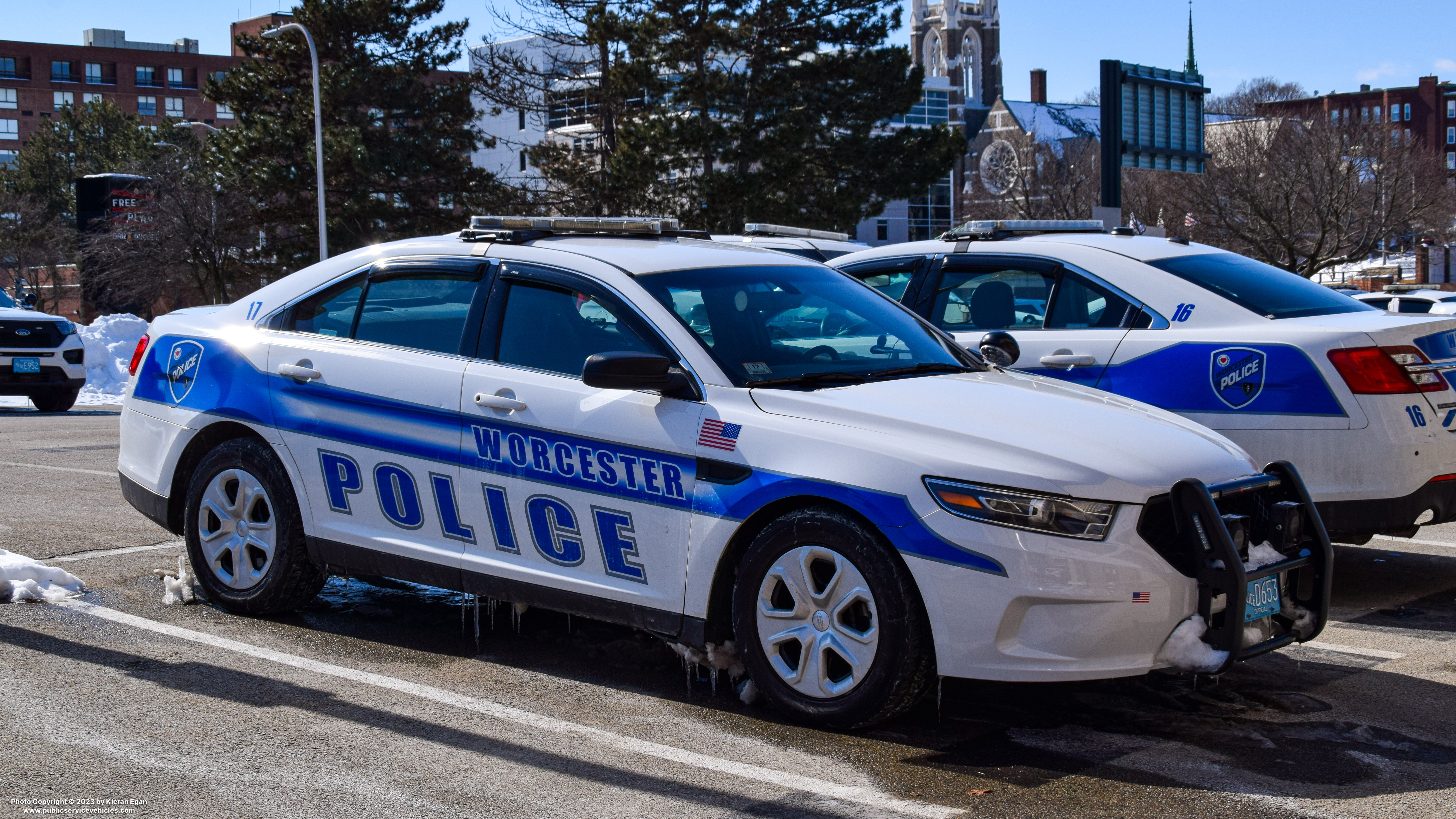 A photo  of Worcester Police
            Cruiser 17, a 2018 Ford Police Interceptor Sedan             taken by Kieran Egan